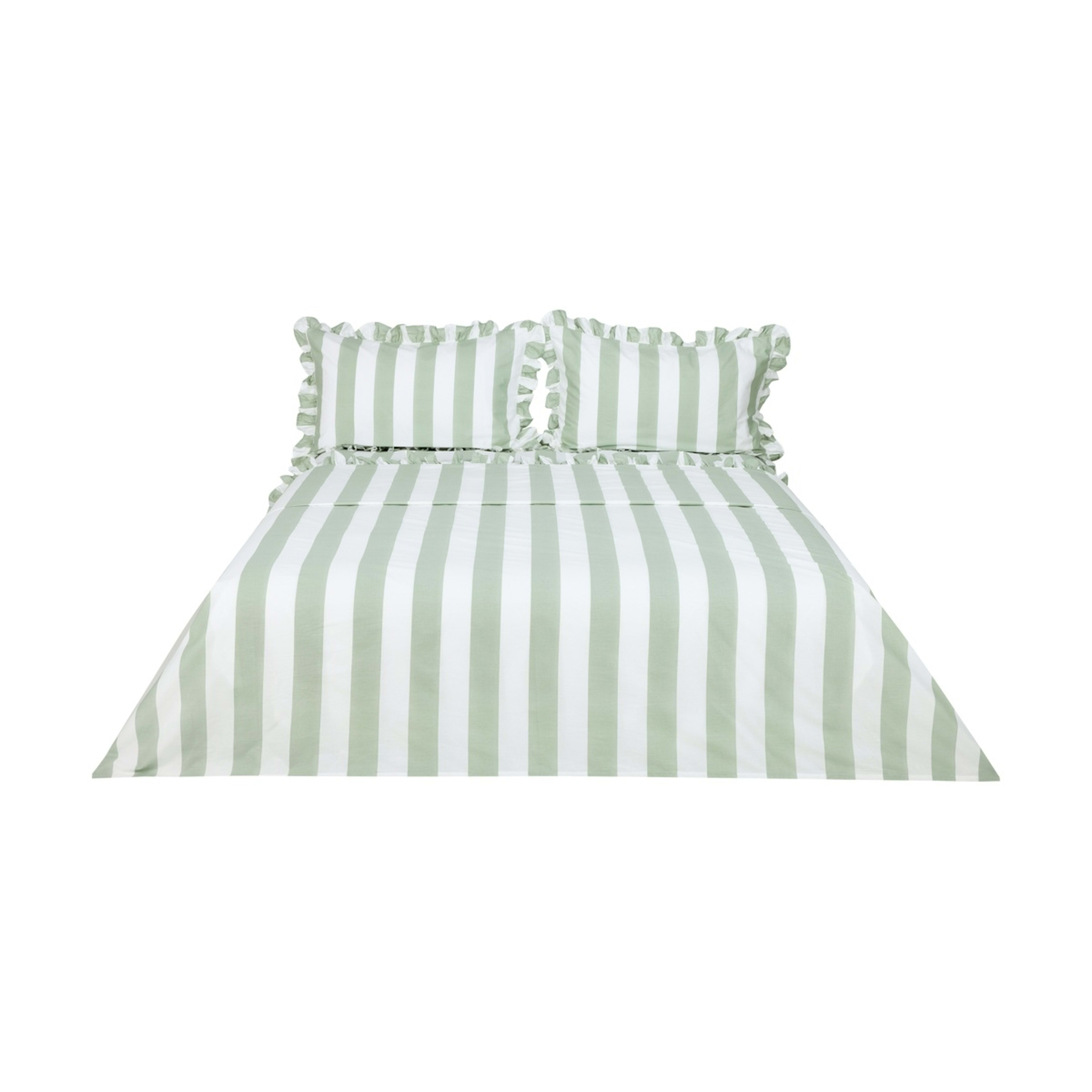 6 250 Thread Count Cotton Ruffle Sheet Set - Queen Bed, Sage, 6 of 7