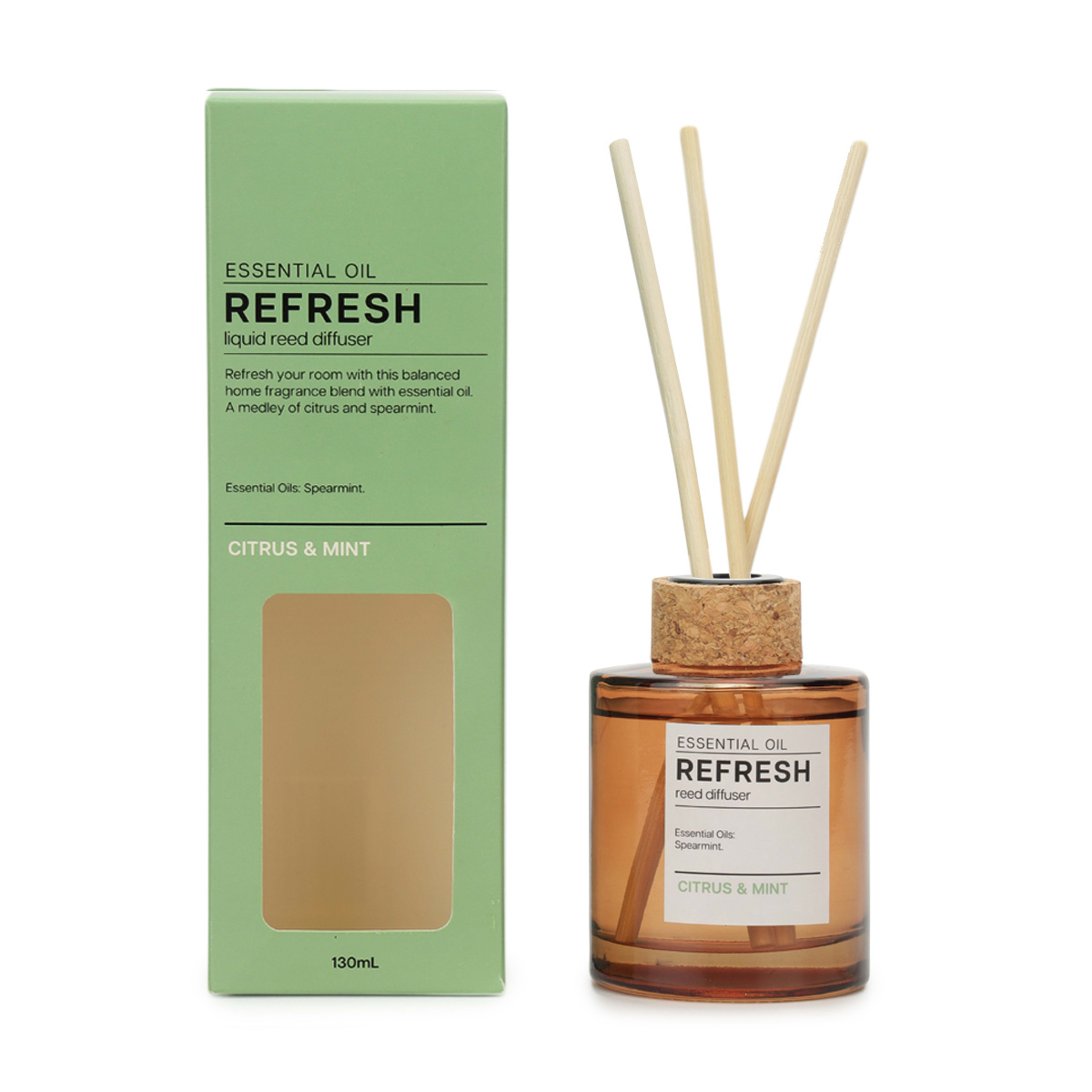 1 Aroma Refresh Citrus and Mint Liquid Reed Diffuser 130ml, 1 of 6