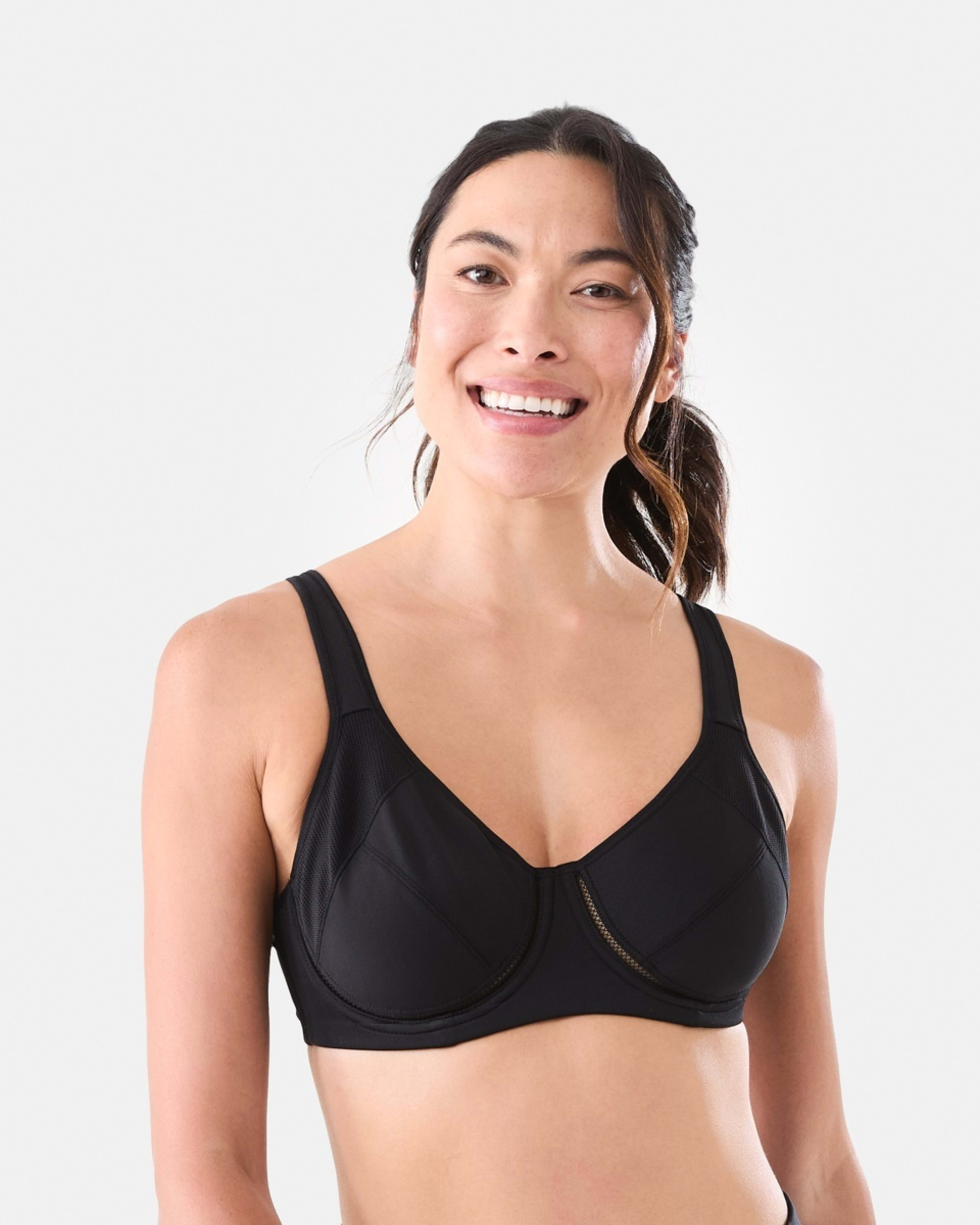 1 Cross Elastic Underwire High Support Sports Bra BLACK