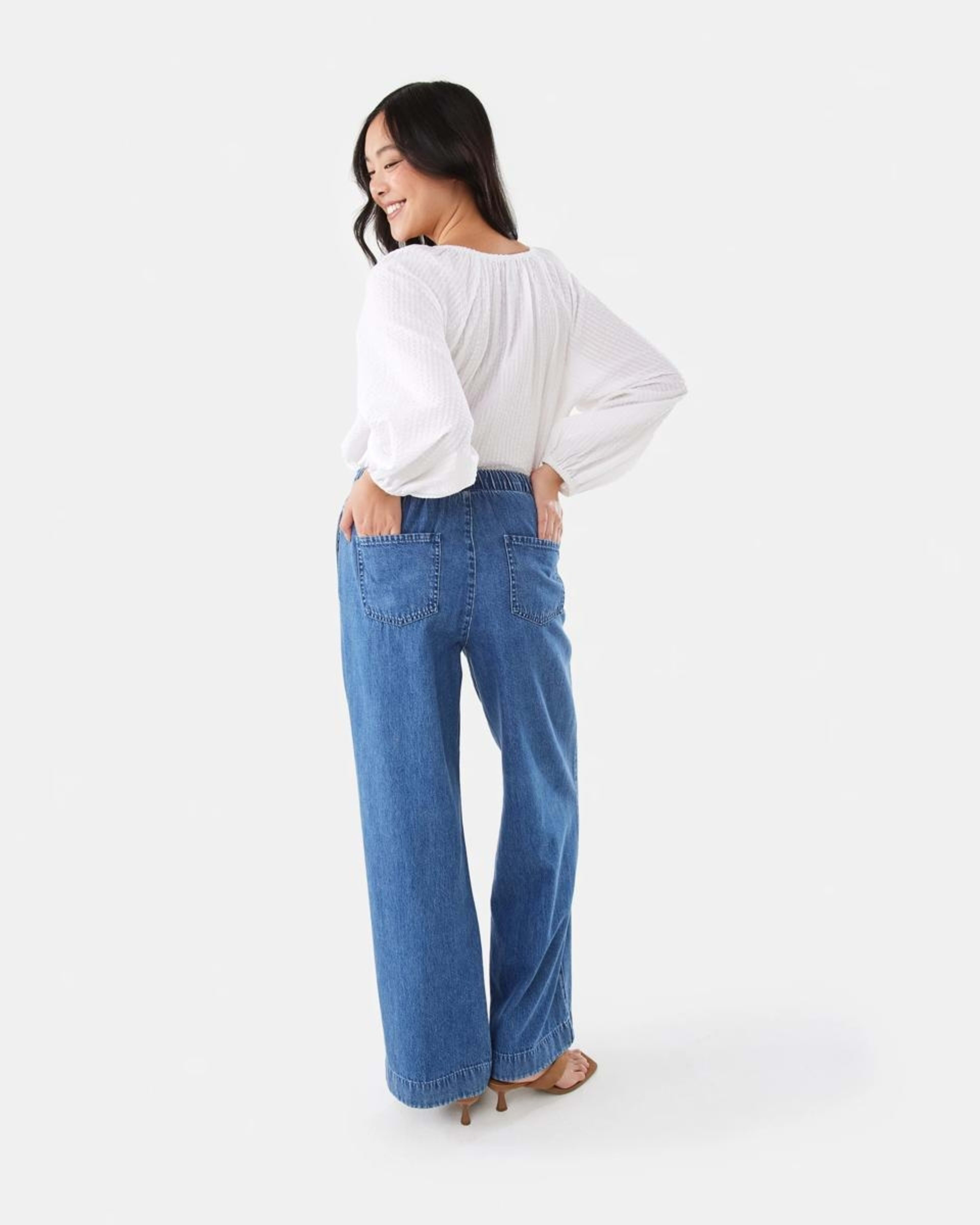 4 Comfort Wide Leg Jeans MID WASH, 4 of 9