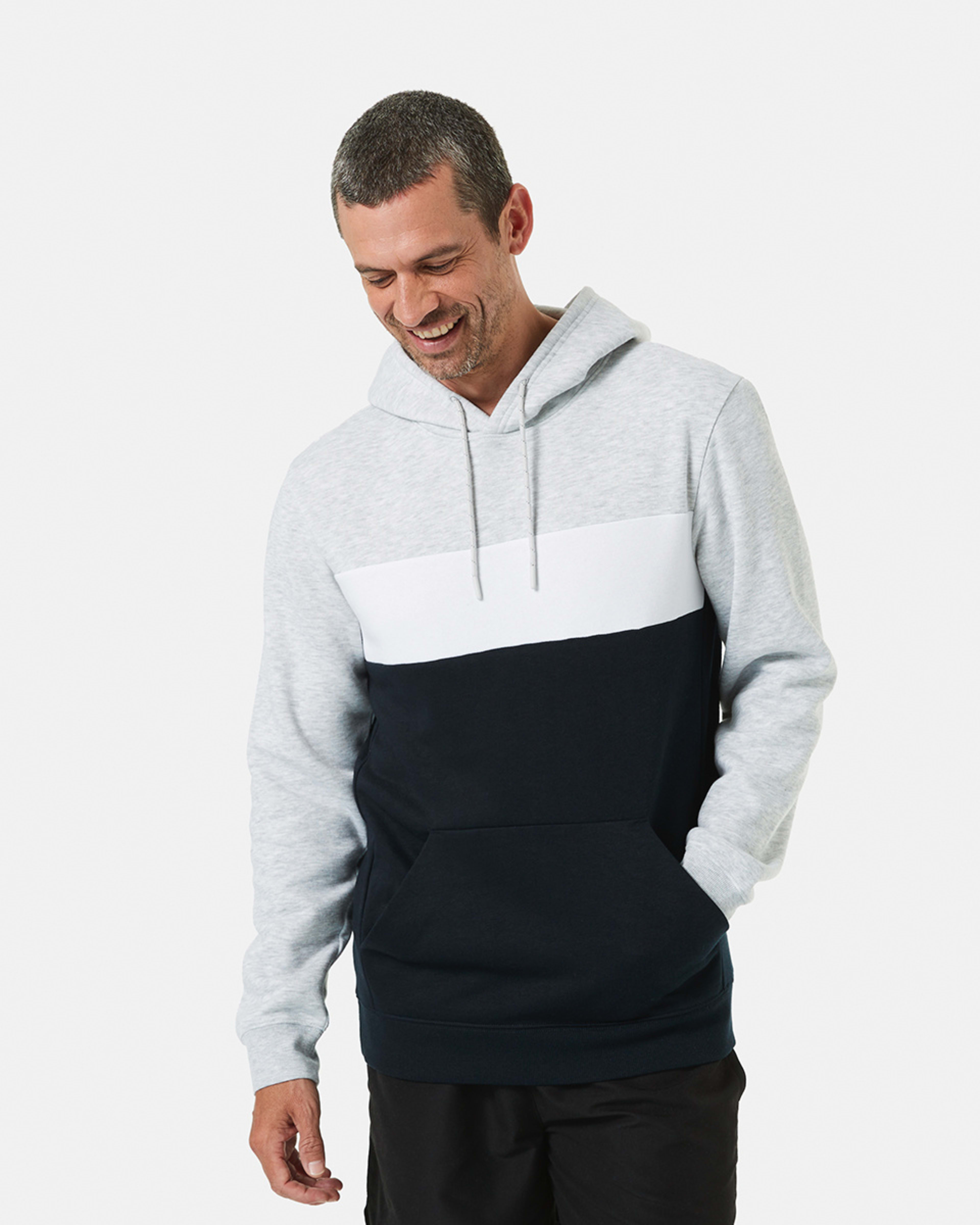 Active Mens Colour Block Fleece Hoodie Kmart