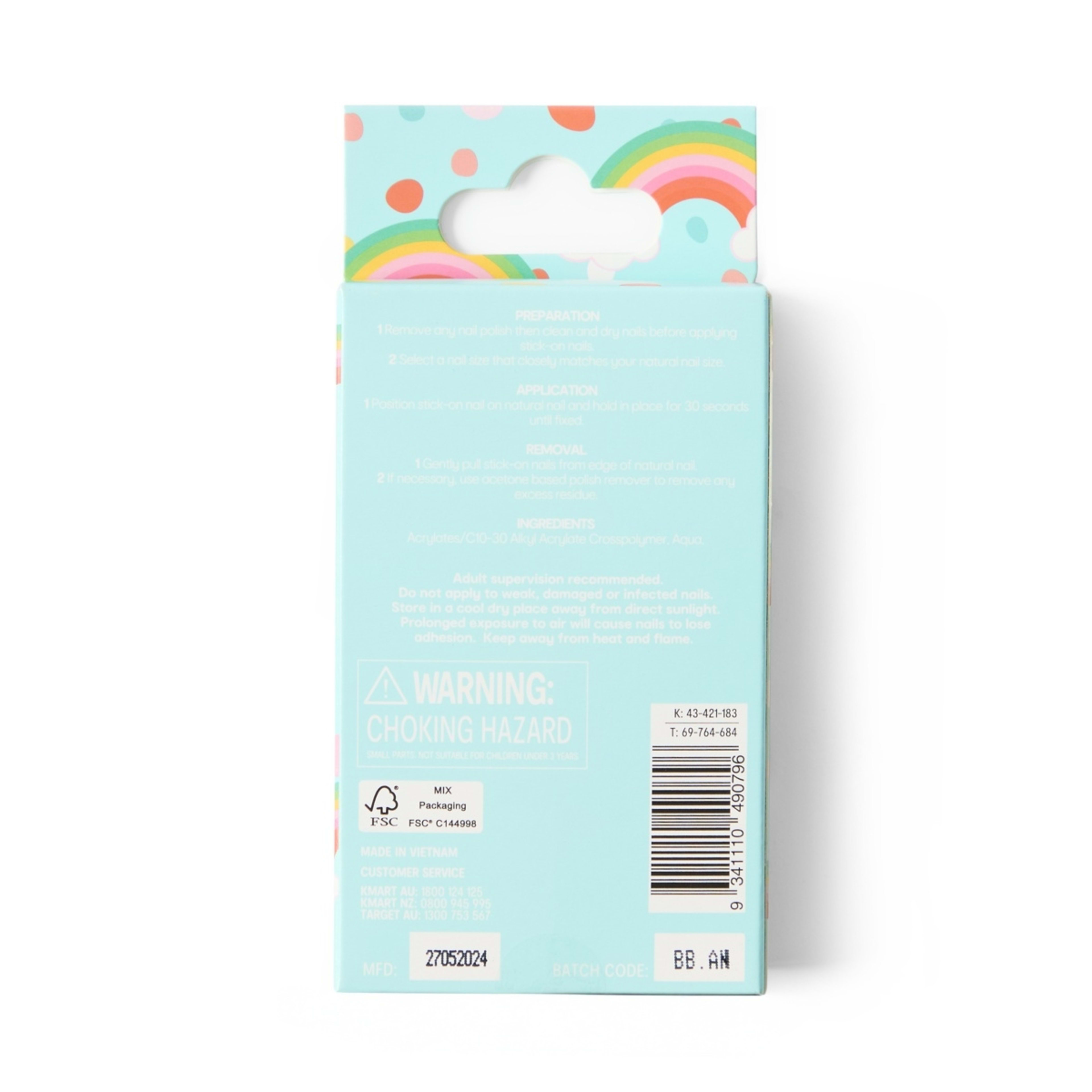 2 OXX Junior 24 Pack Kids Pre-Glued Stick-On Nails - Blue and Lilac Glazed Ombre, 2 of 4