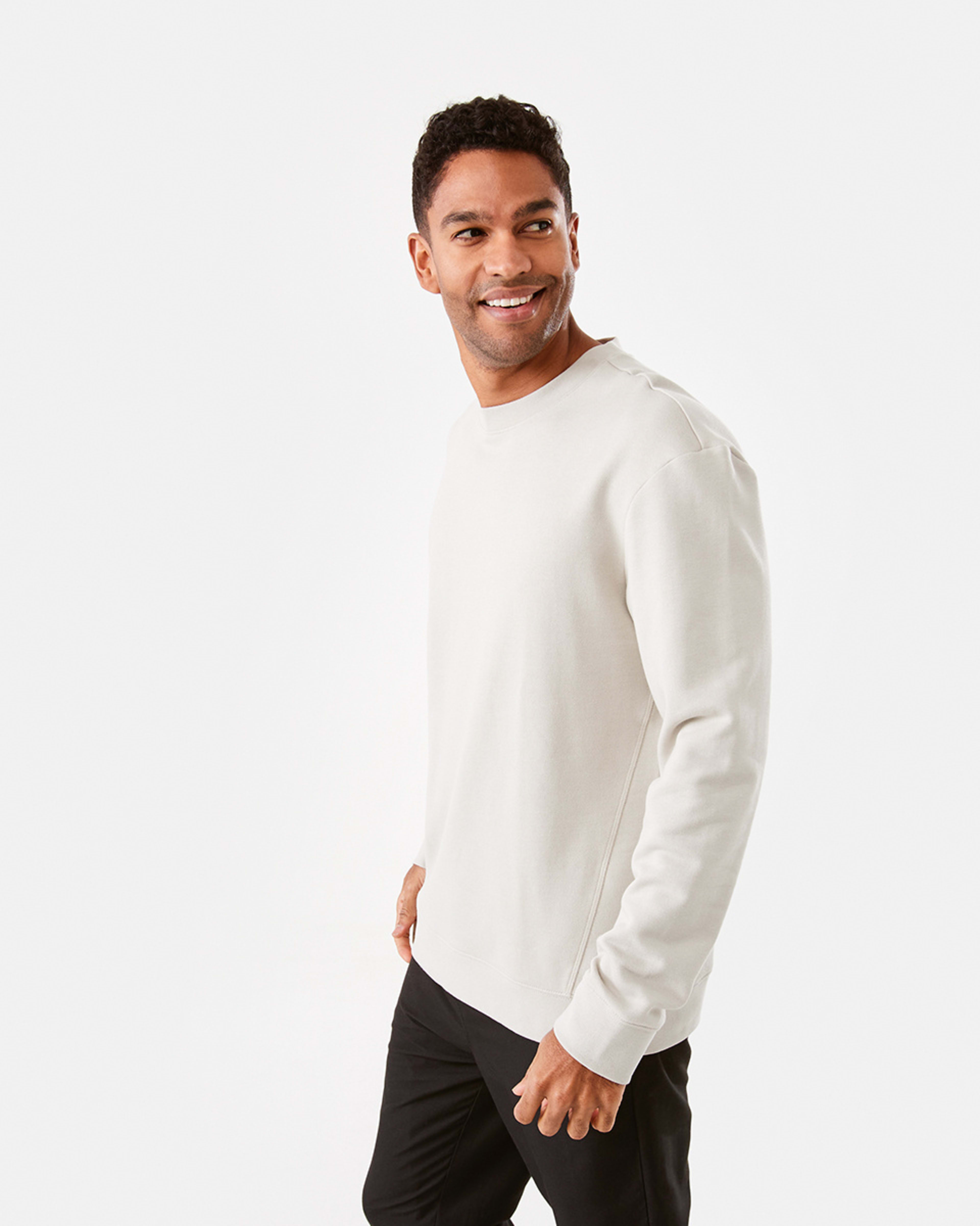 2 Active Men Terry Crew Neck Top Sil Beige, 2 of 7