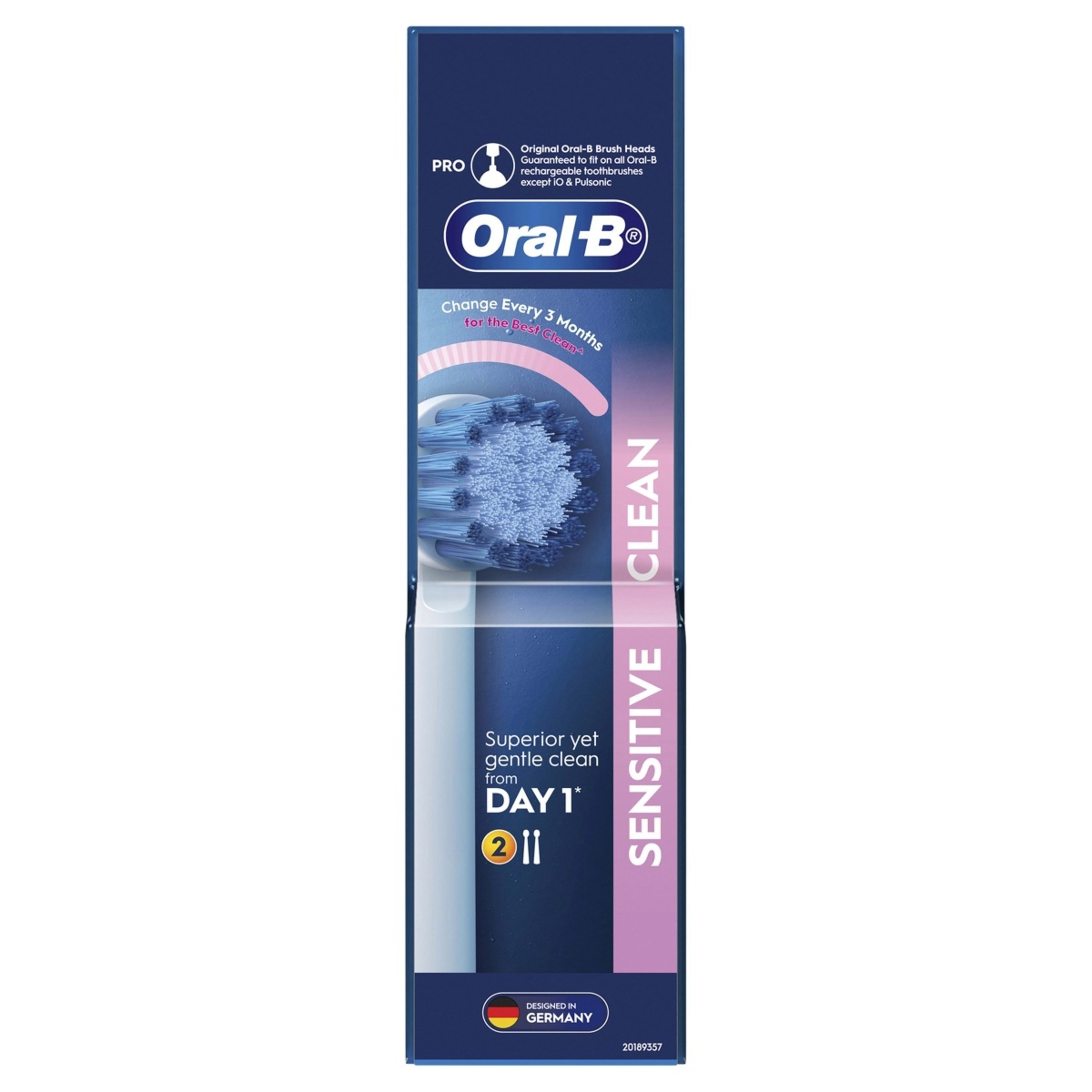 1 Oral-B 2 Pack Sensitive Clean Brush Heads