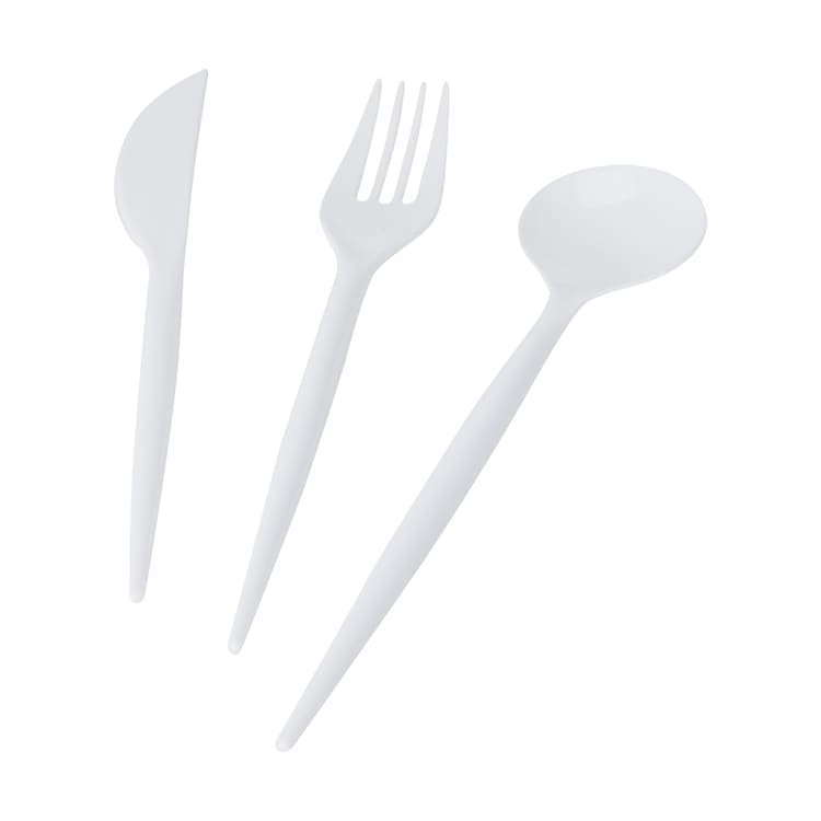 150 Piece Reusable White Plastic Cutlery Set Kmart