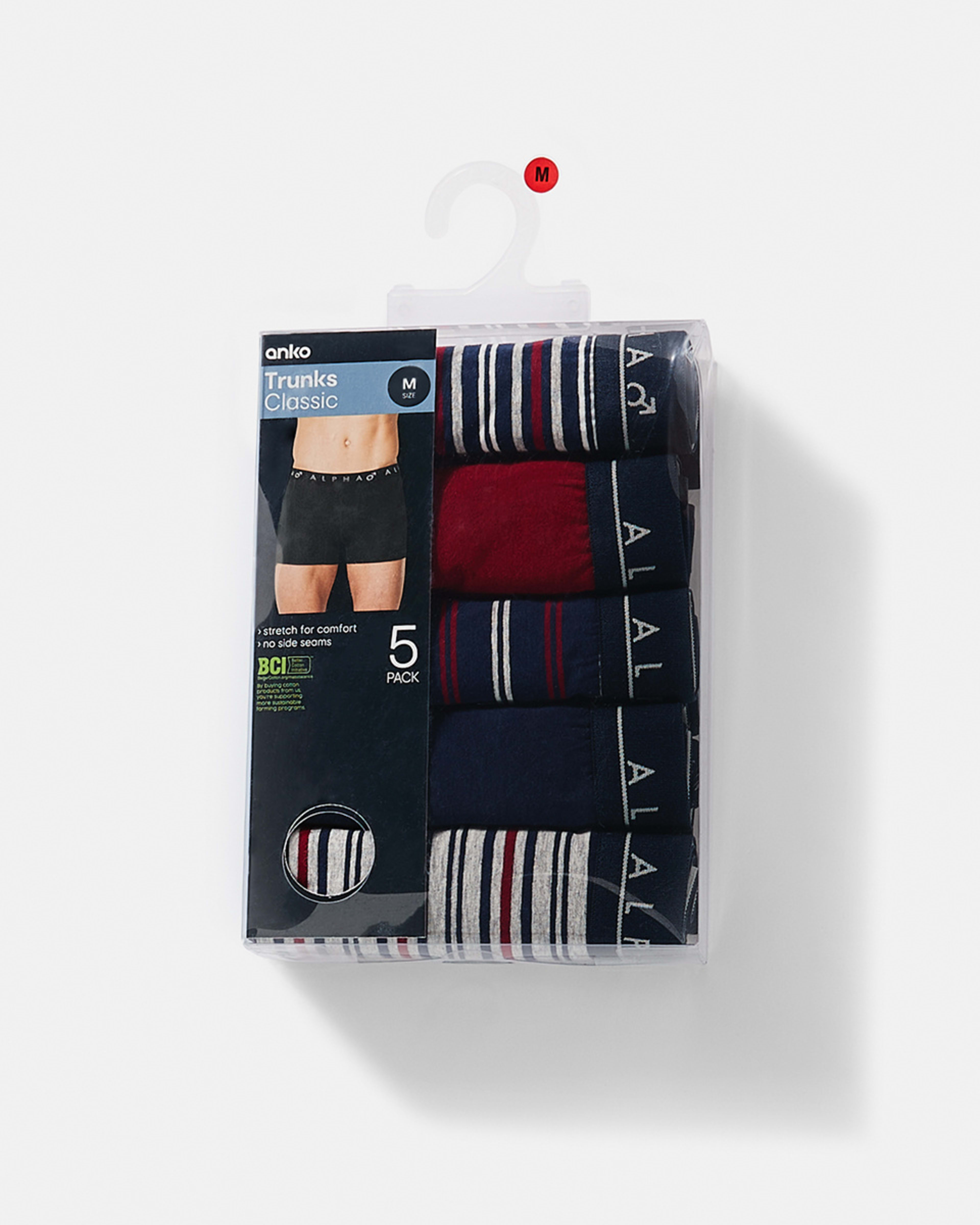 10 5 Pack Stripe and Plain Trunks RED NAVY GREY MULTI, 10 of 10