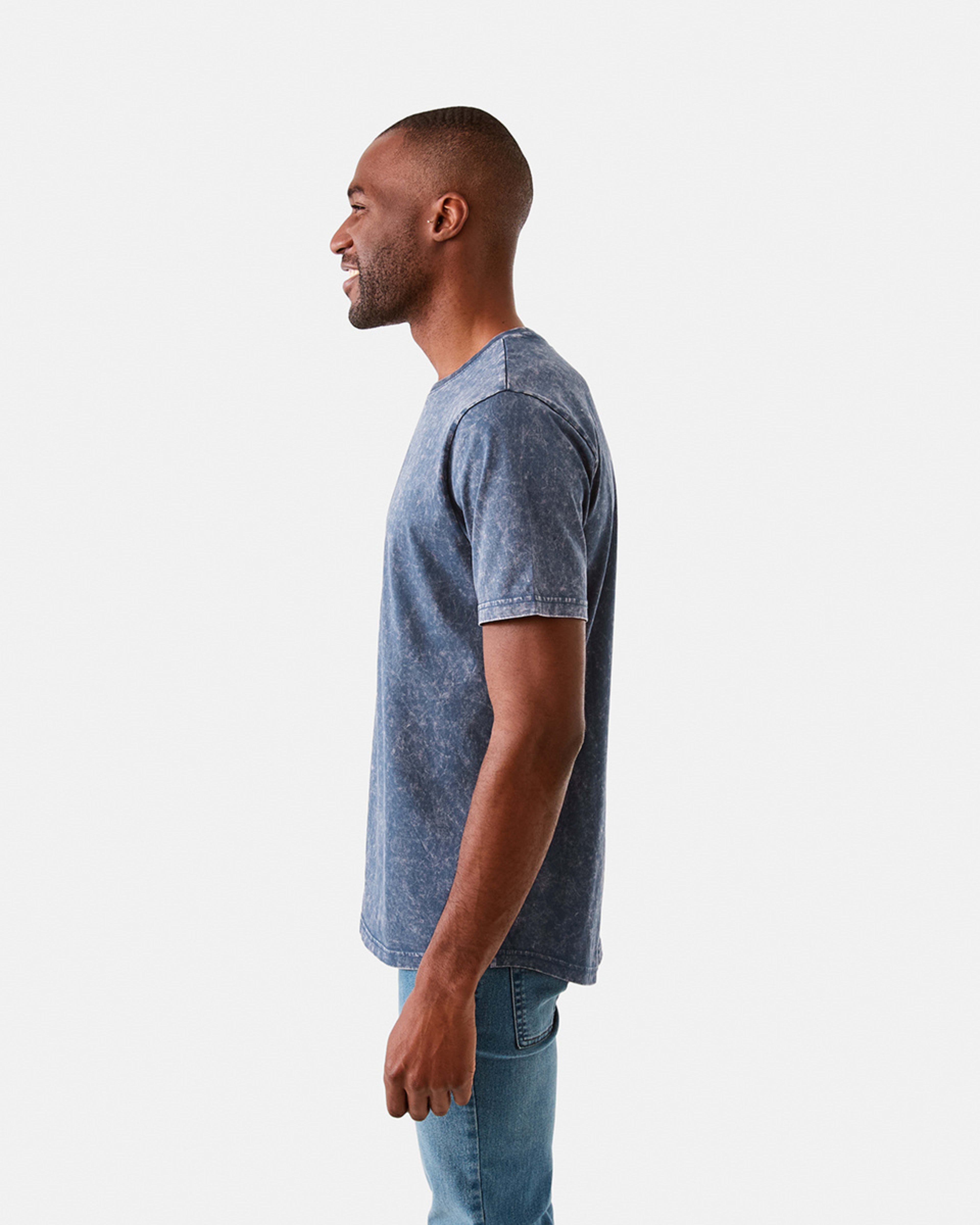 2 Acid Wash Curved Hem T-shirt Blu Sea, 2 of 5