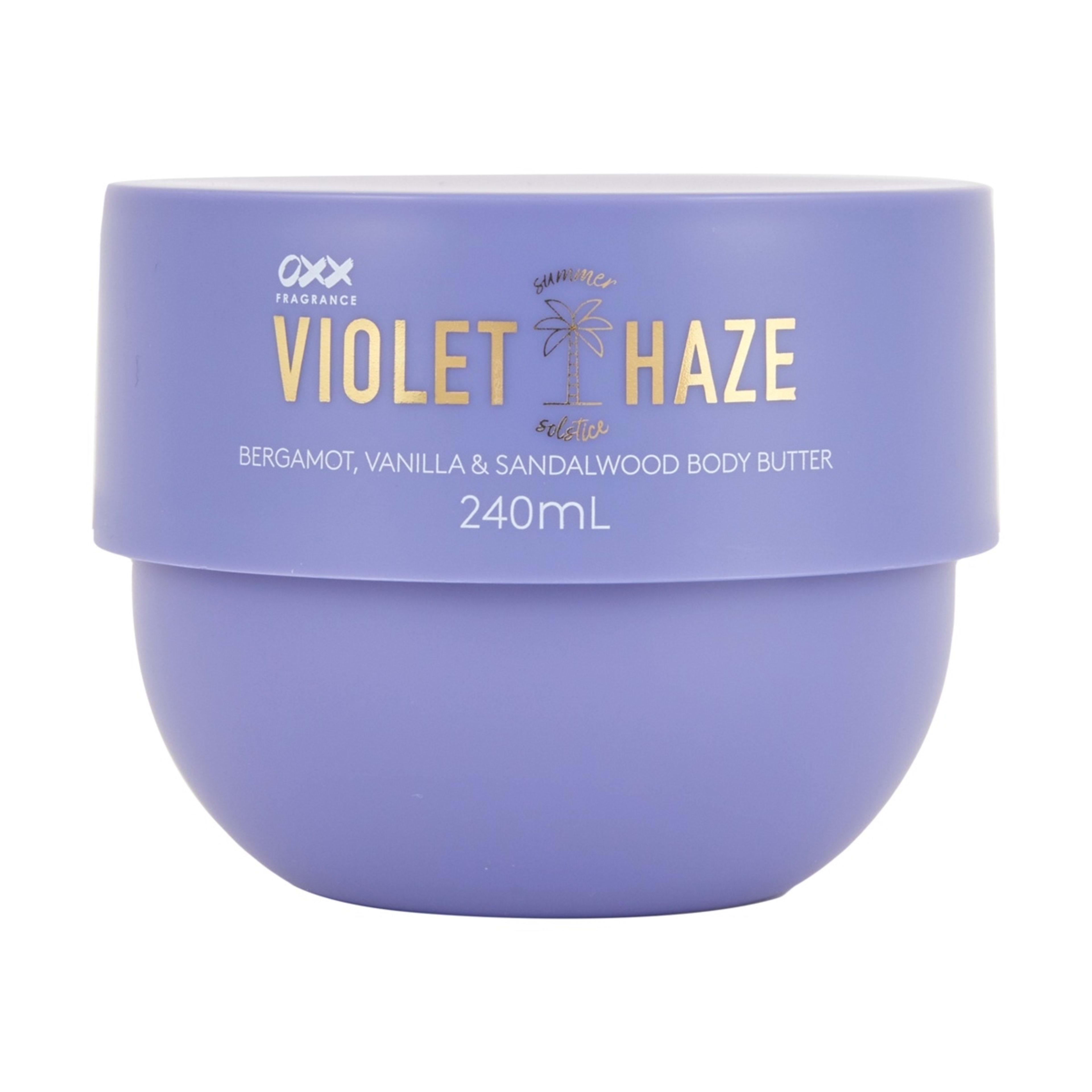 1 OXX Fragrance Violet Haze Summer Solstice Body Butter 240ml - Bergamot, Vanilla and Sandalwood