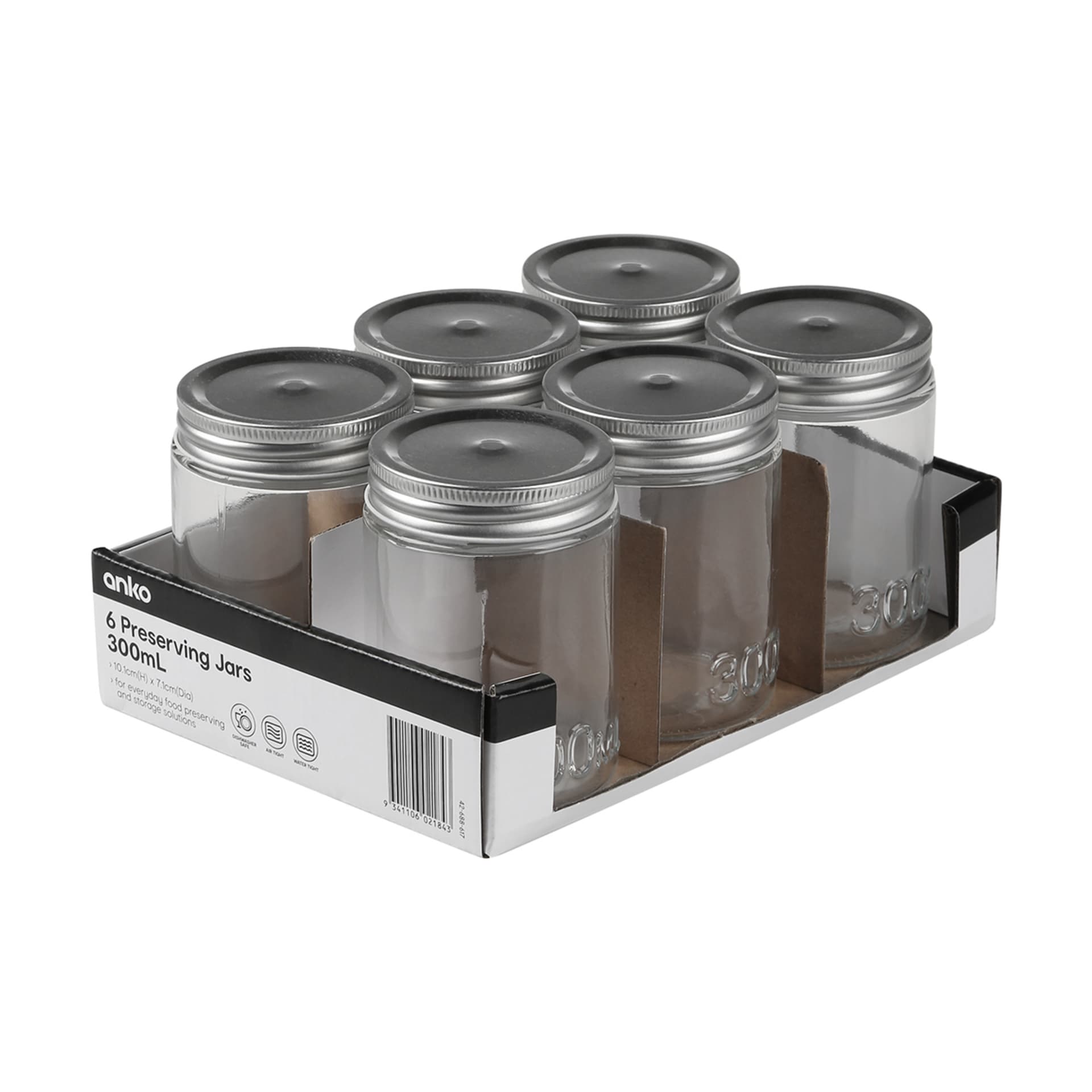 6 Preserving Jars 300ml Kmart
