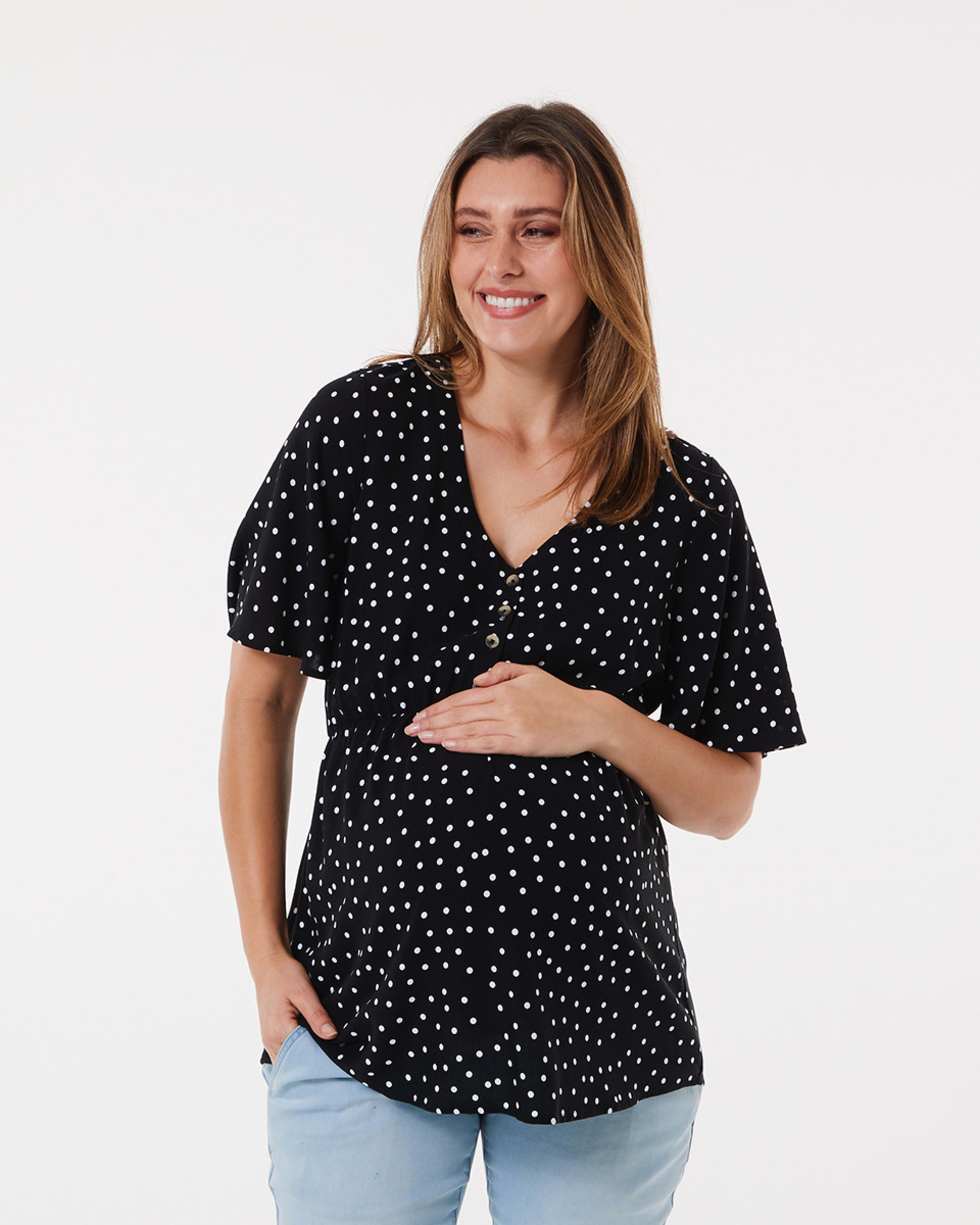 Maternity Short Sleeve Button Through Top Kmart
