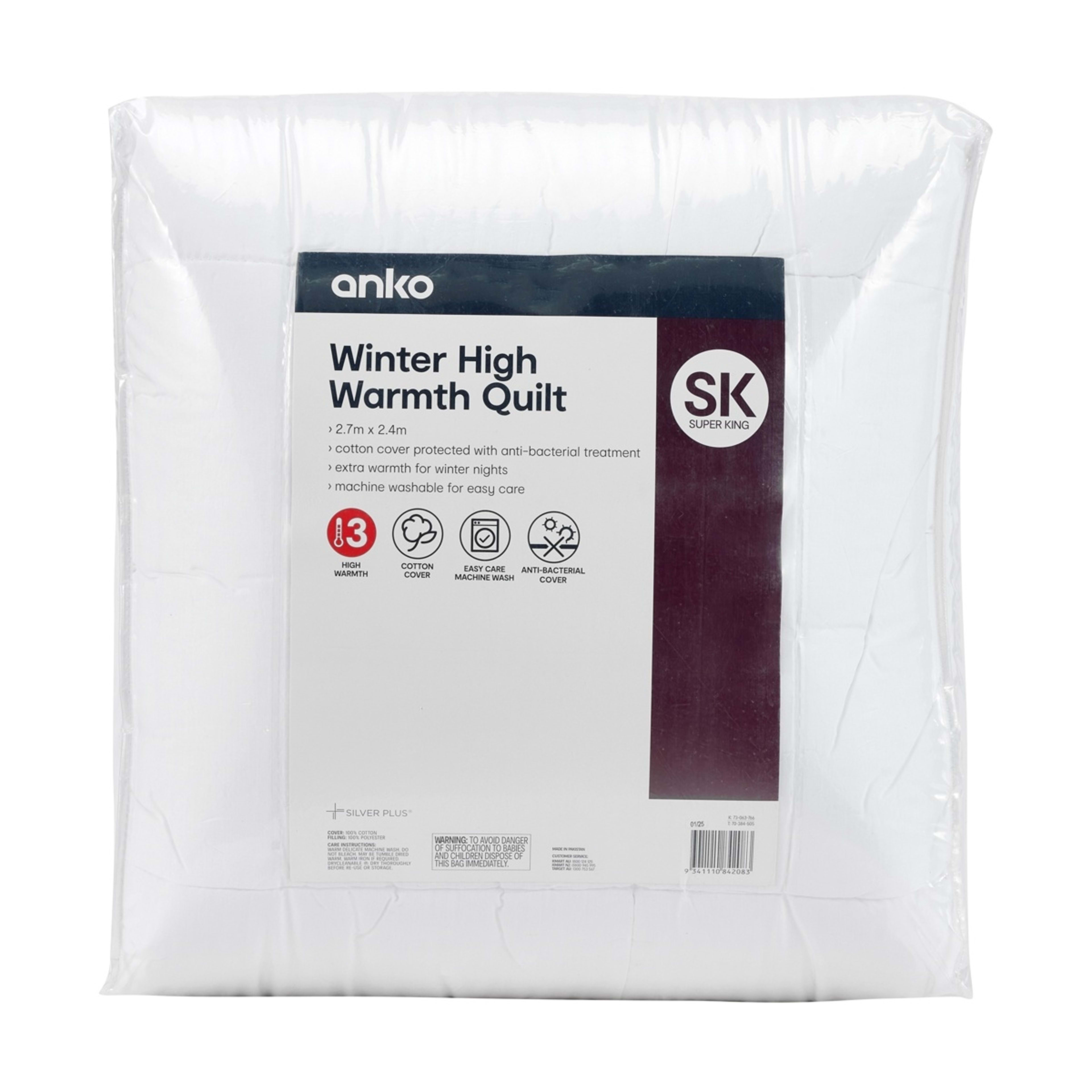1 Winter High Warmth Quilt - Super King Bed, White