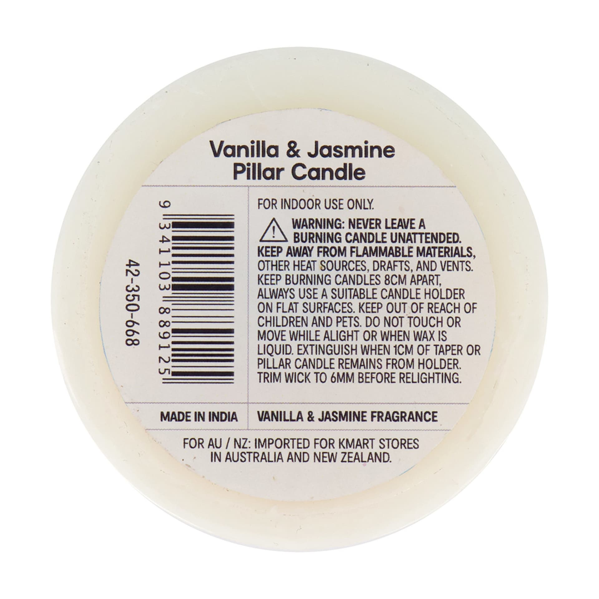 Vanilla & Jasmine Pillar Candle Kmart