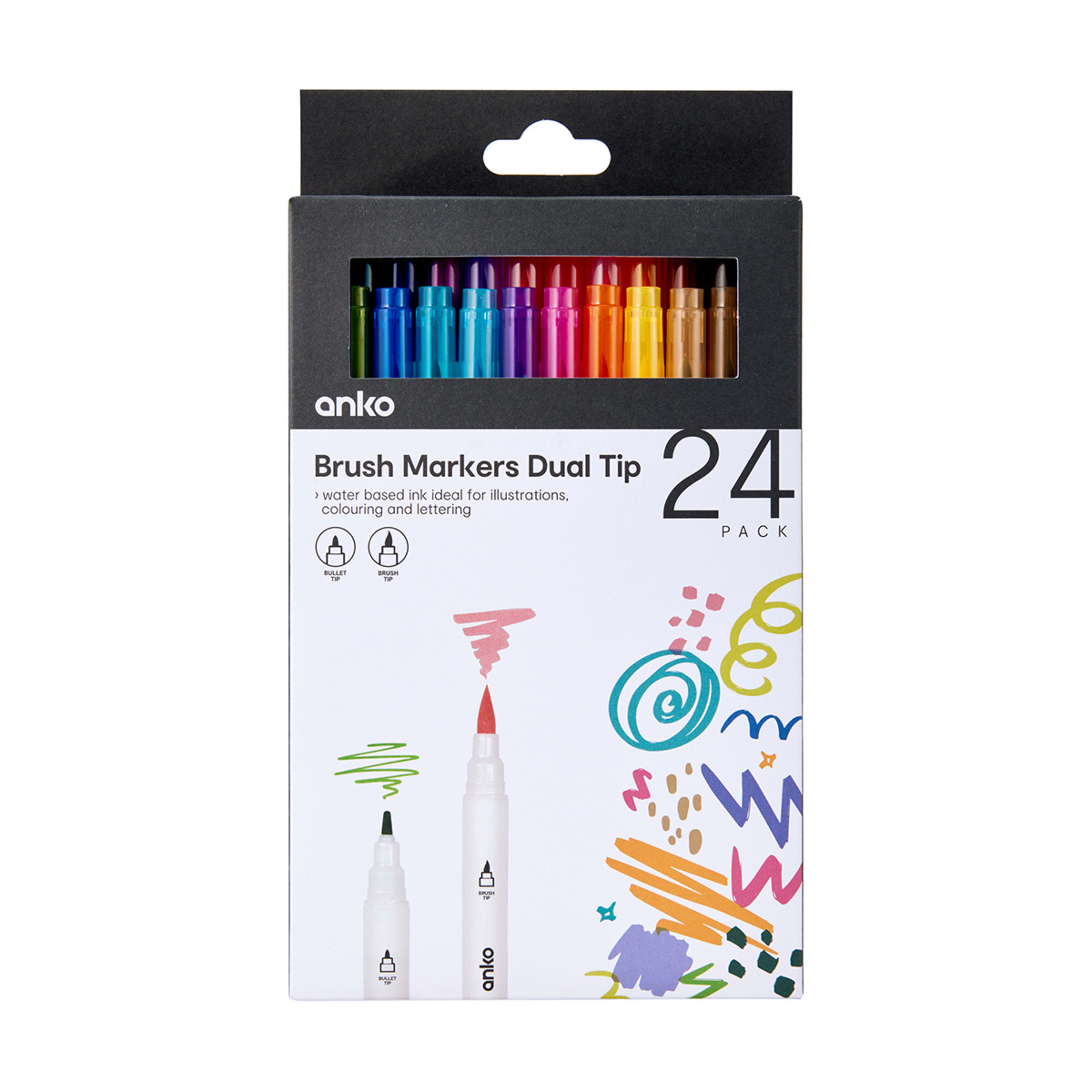 24 Pack Dual Tip Brush Markers Kmart