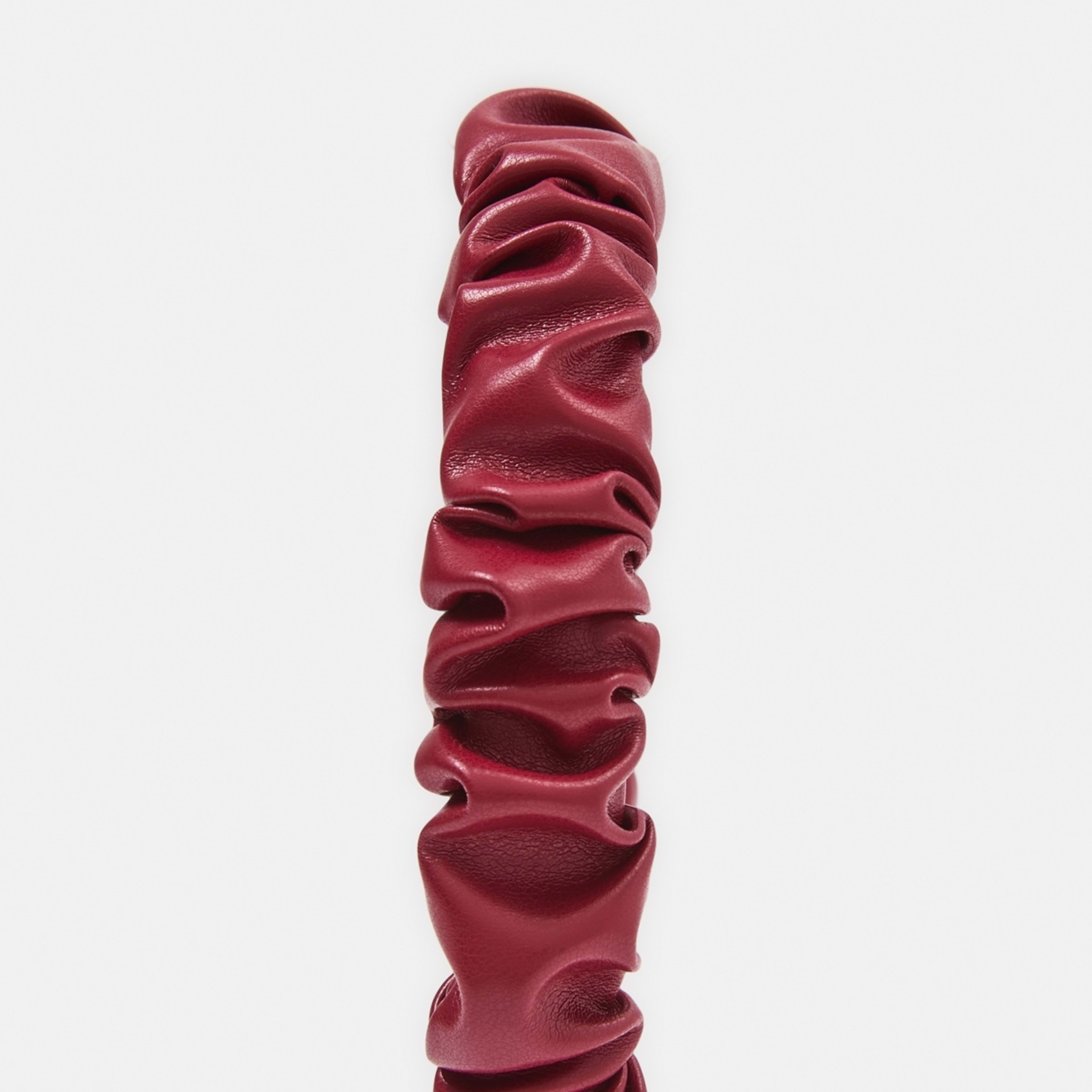 2 Faux Leather Ruffle Headband - Red, 2 of 5