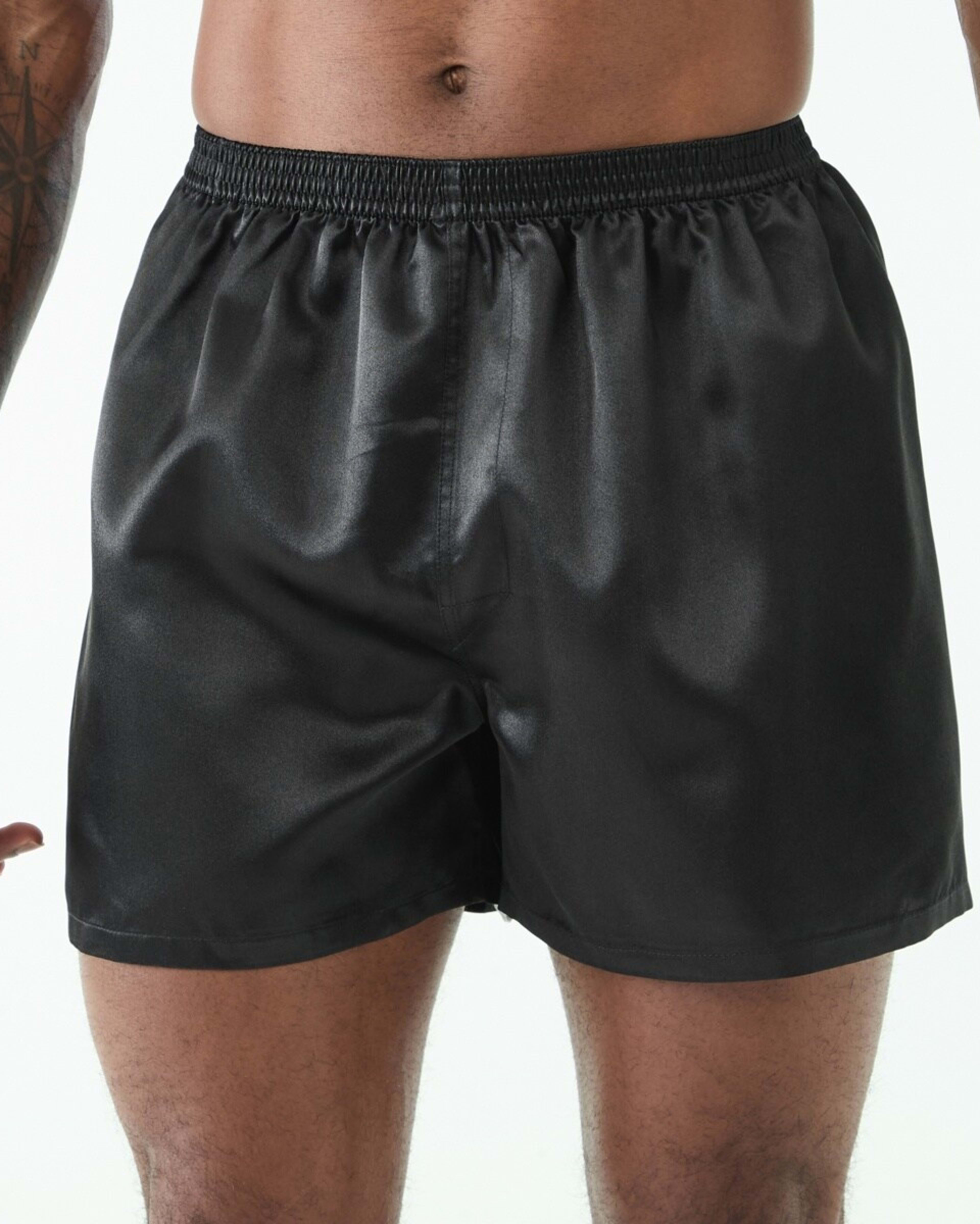 2 2 Pack Satin Boxers BLACK, 2 of 6