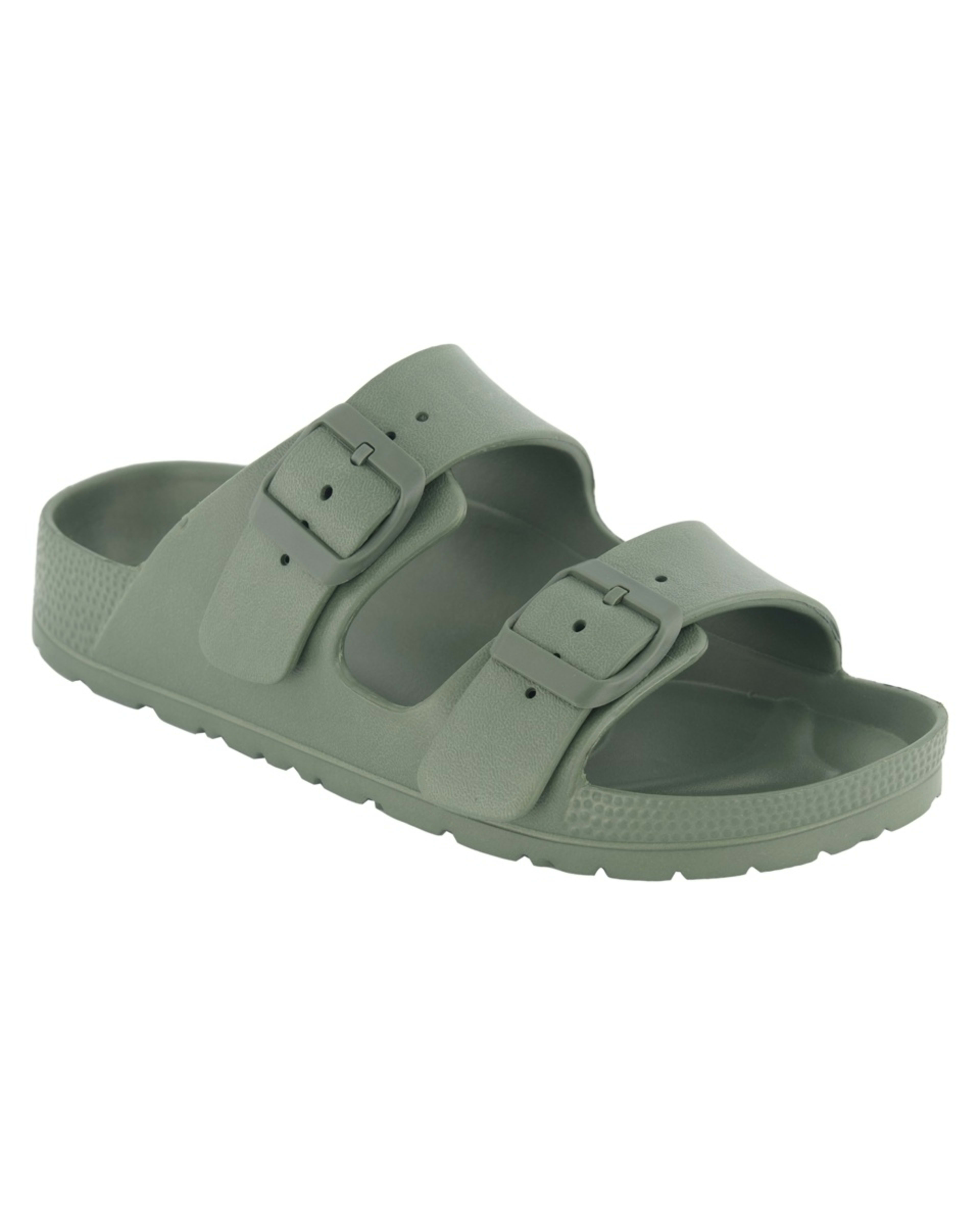 1 Two Band Buckle Slides Grn Beetle