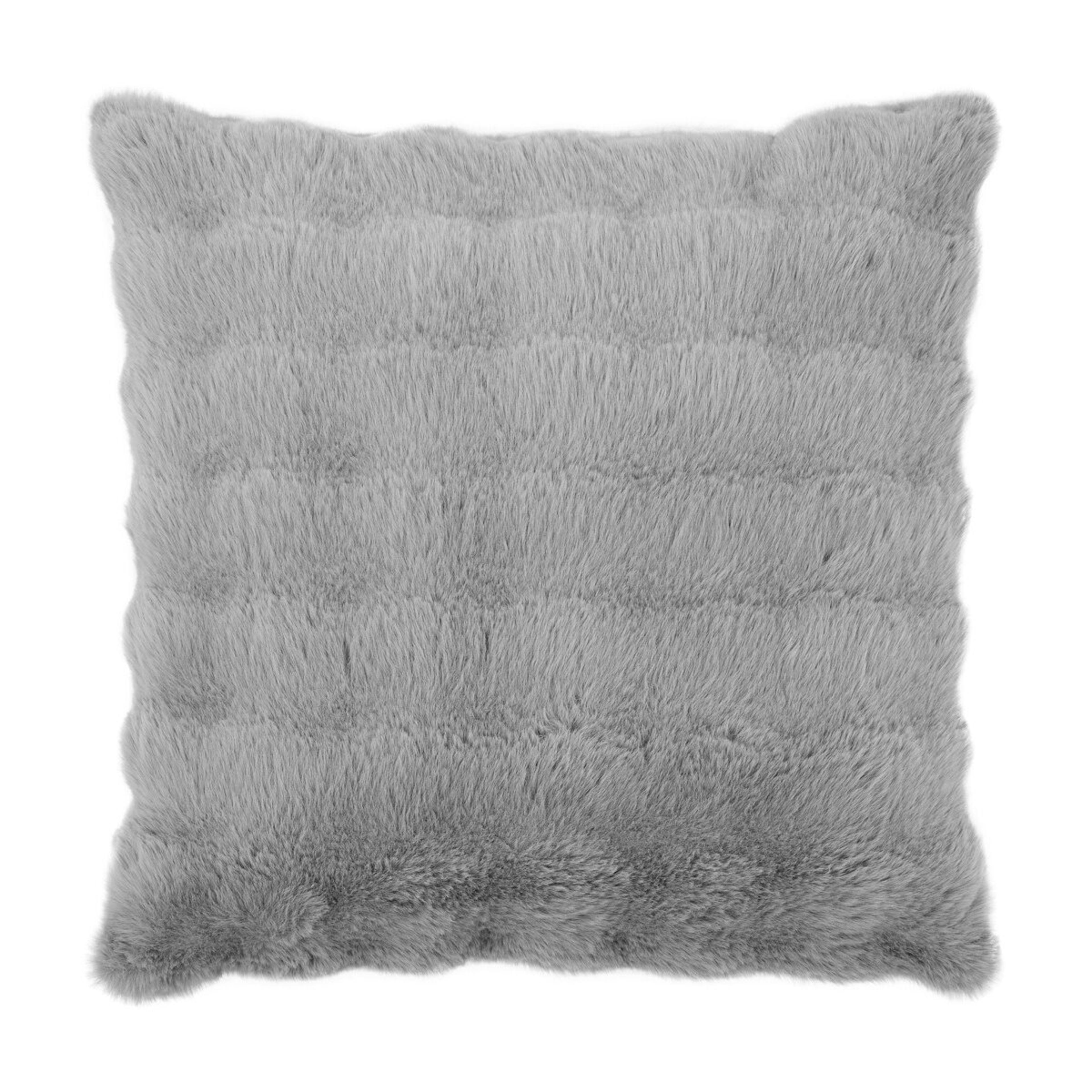 1 60cm Wave Faux Fur Cushion - Grey
