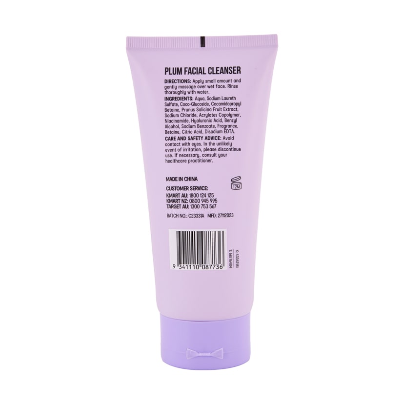 OXX Skincare Plum Facial Cleanser 120ml Niacinamide, Hyaluronic Acid