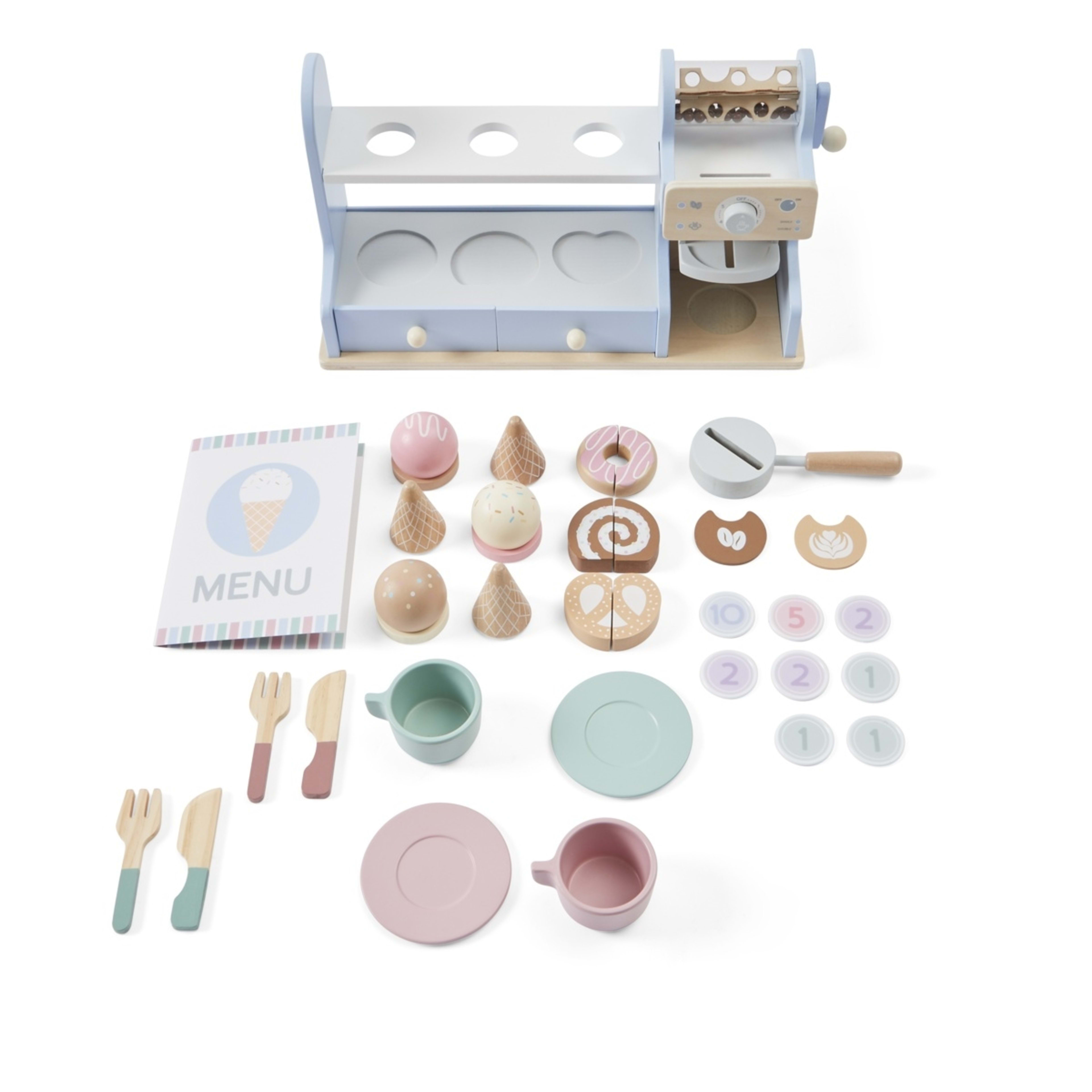 2 47 Piece Wooden Ice Cream and Coffee Shop Playset, 2 of 10