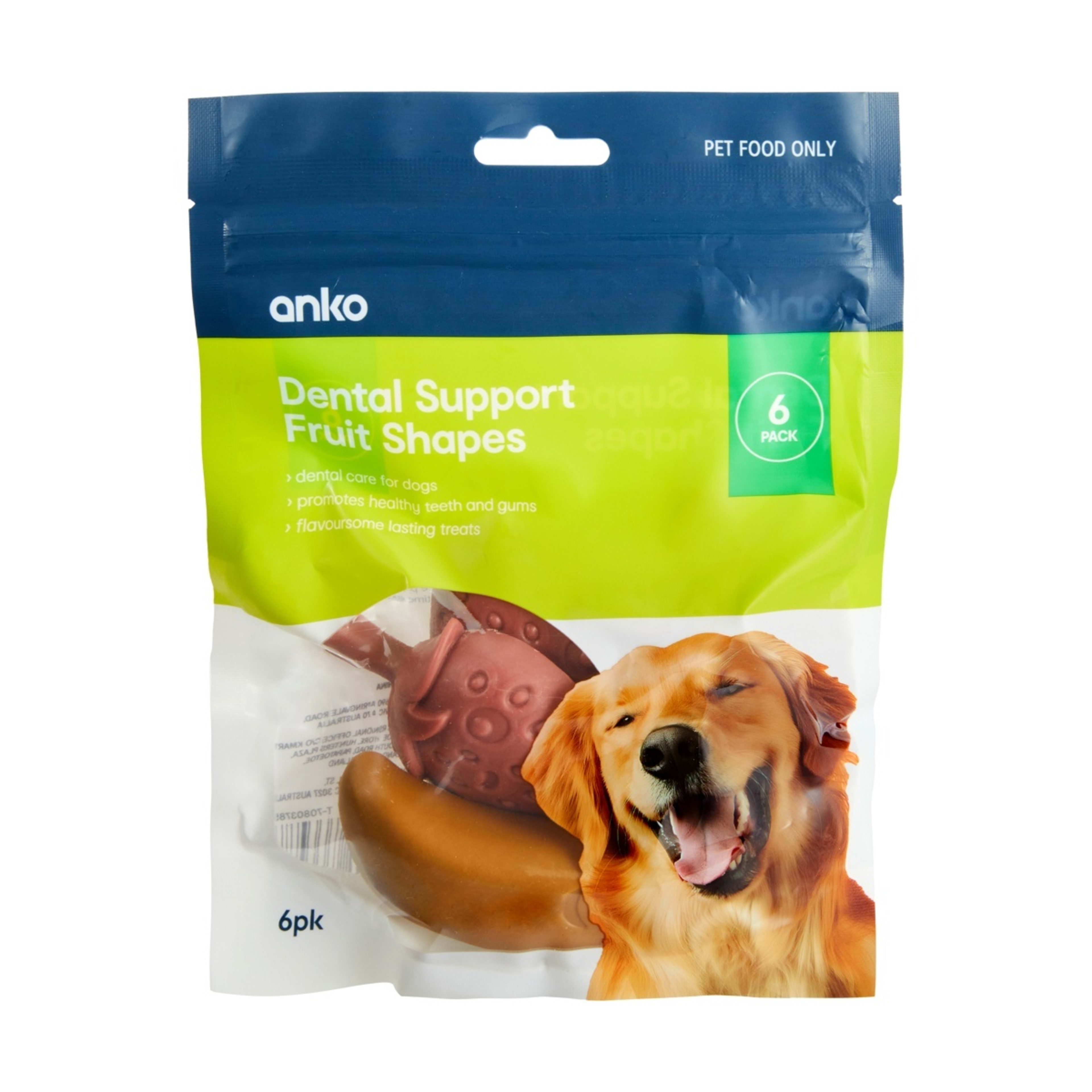 1 6 Pack Pet Treat Dental Bites Fruit Shapes
