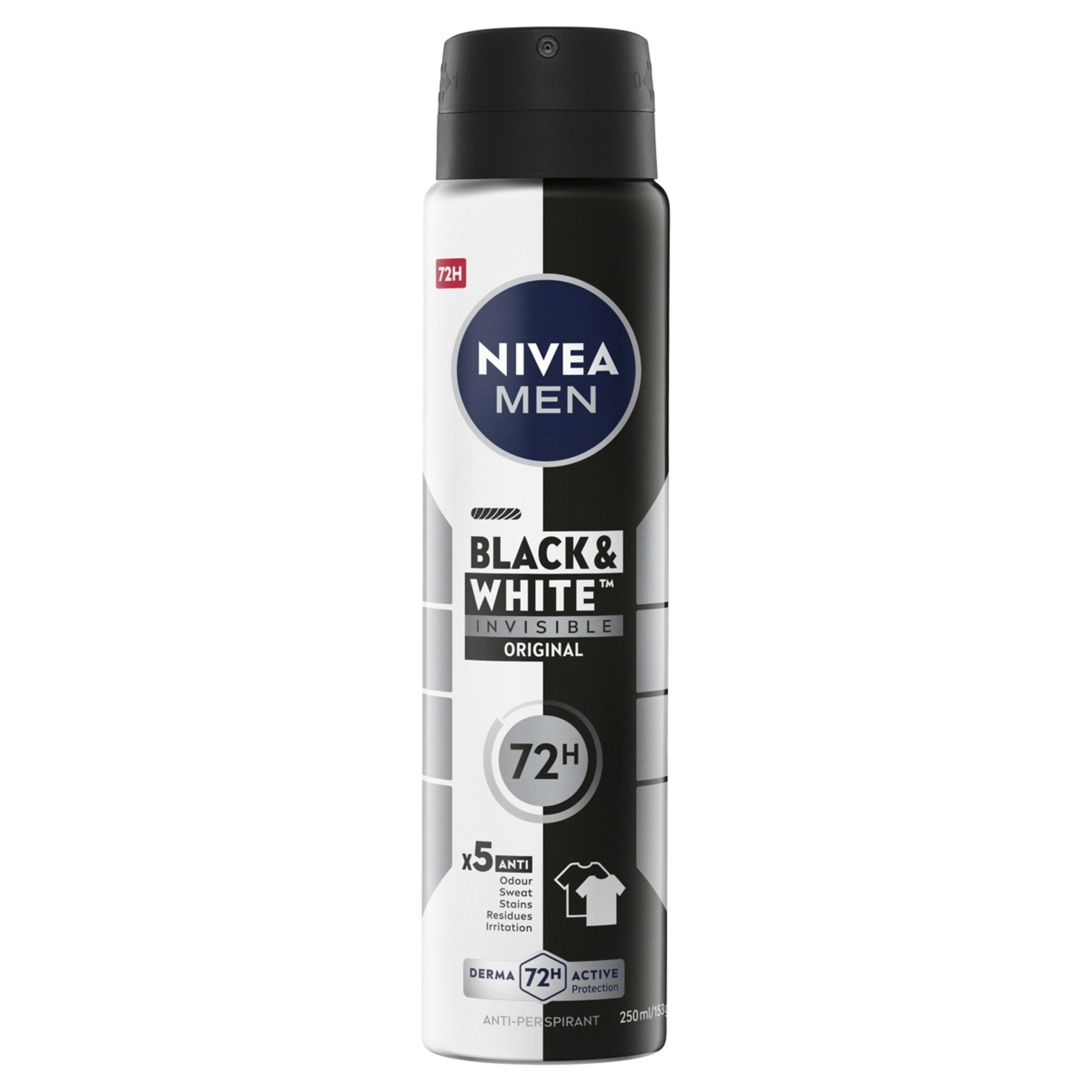 1 Nivea Men Black & White Invisible Original Anti-Perspirant Aerosol Deodorant 250ml, 1 of 7