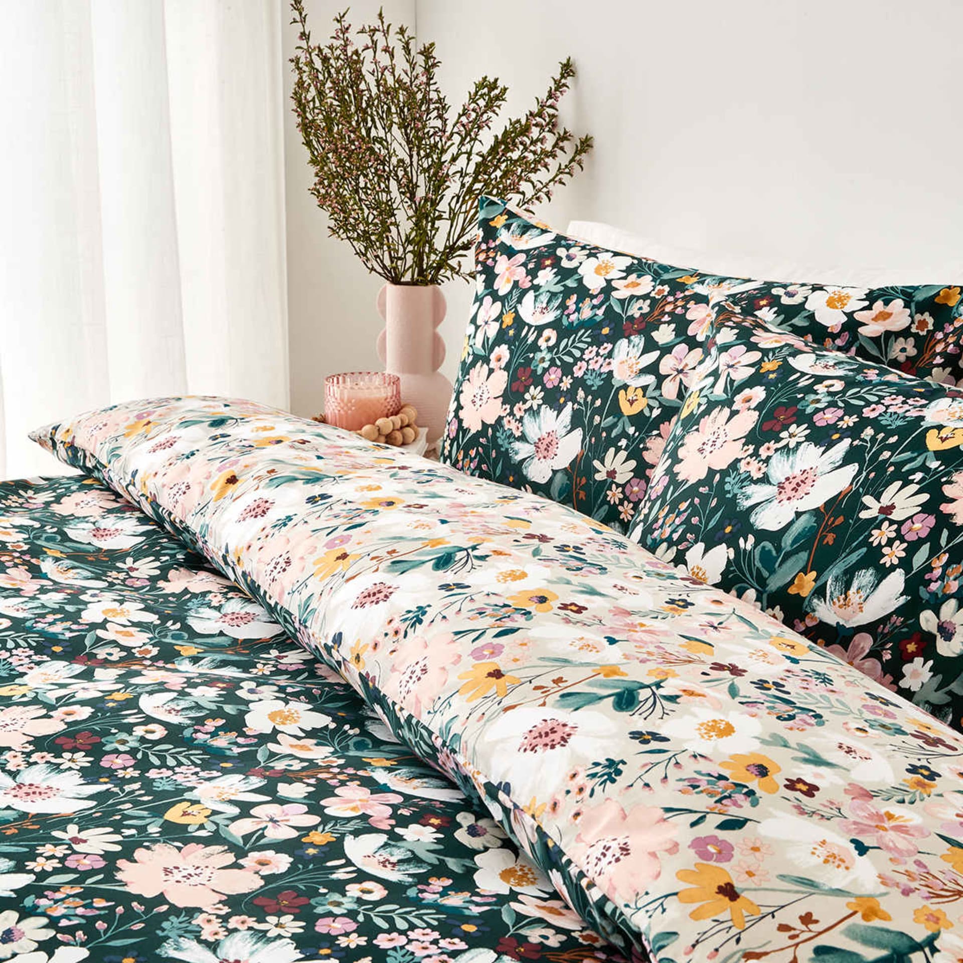 Calista Reversible Quilt Cover Set Queen Bed Kmart