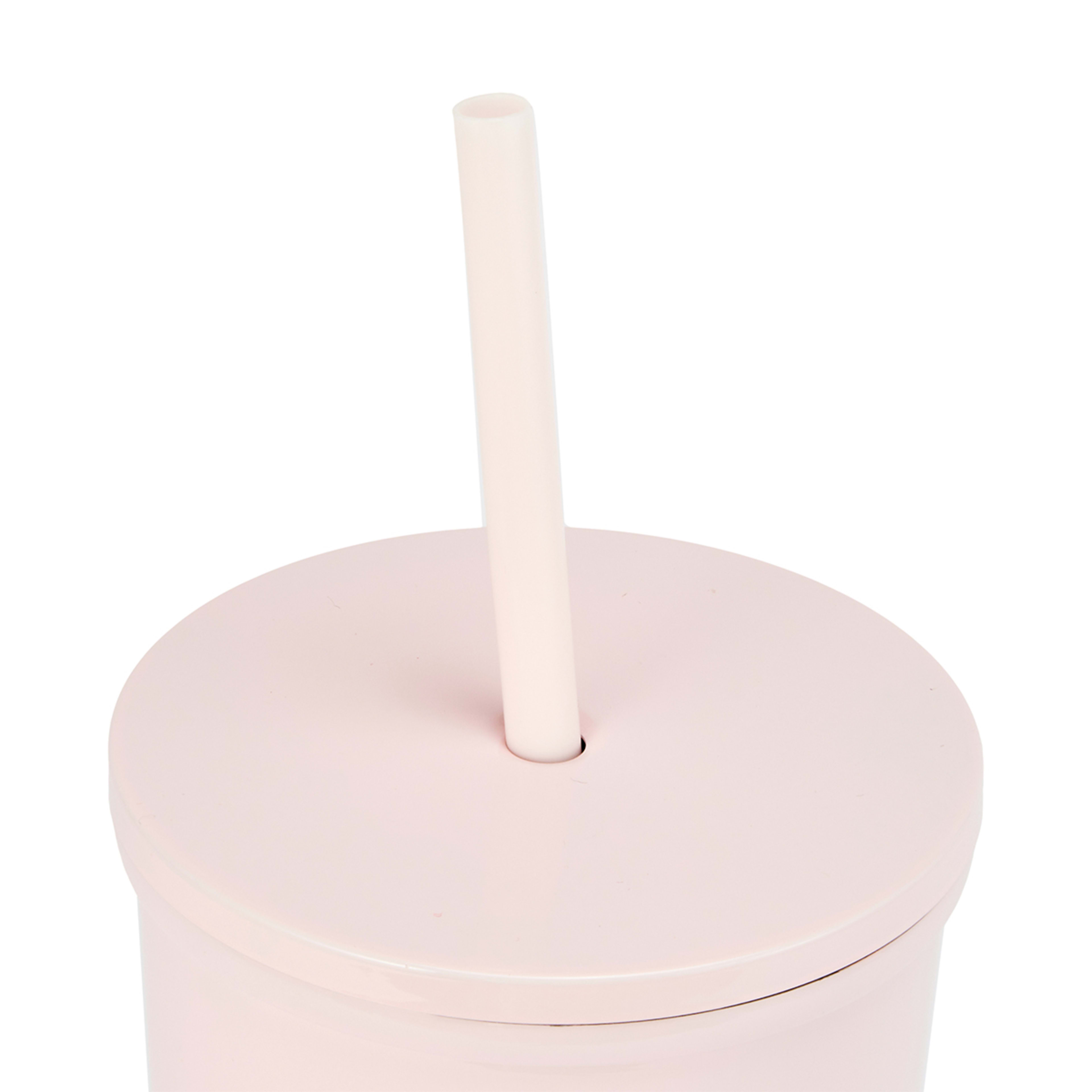 700ml Pink Double Wall Tumbler with Straw Kmart