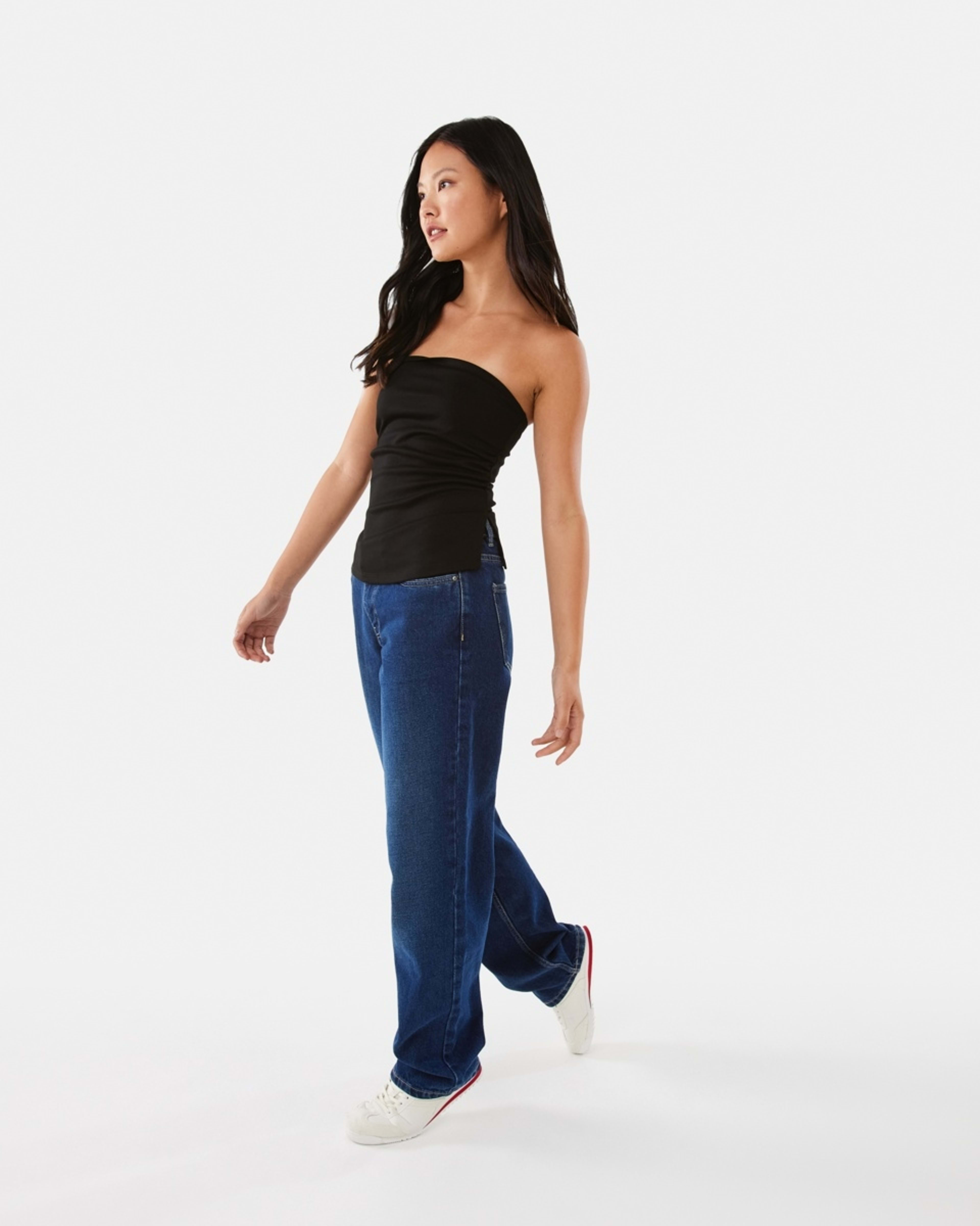 3 Sleeveless Split Hem Tube Top Black, 3 of 7