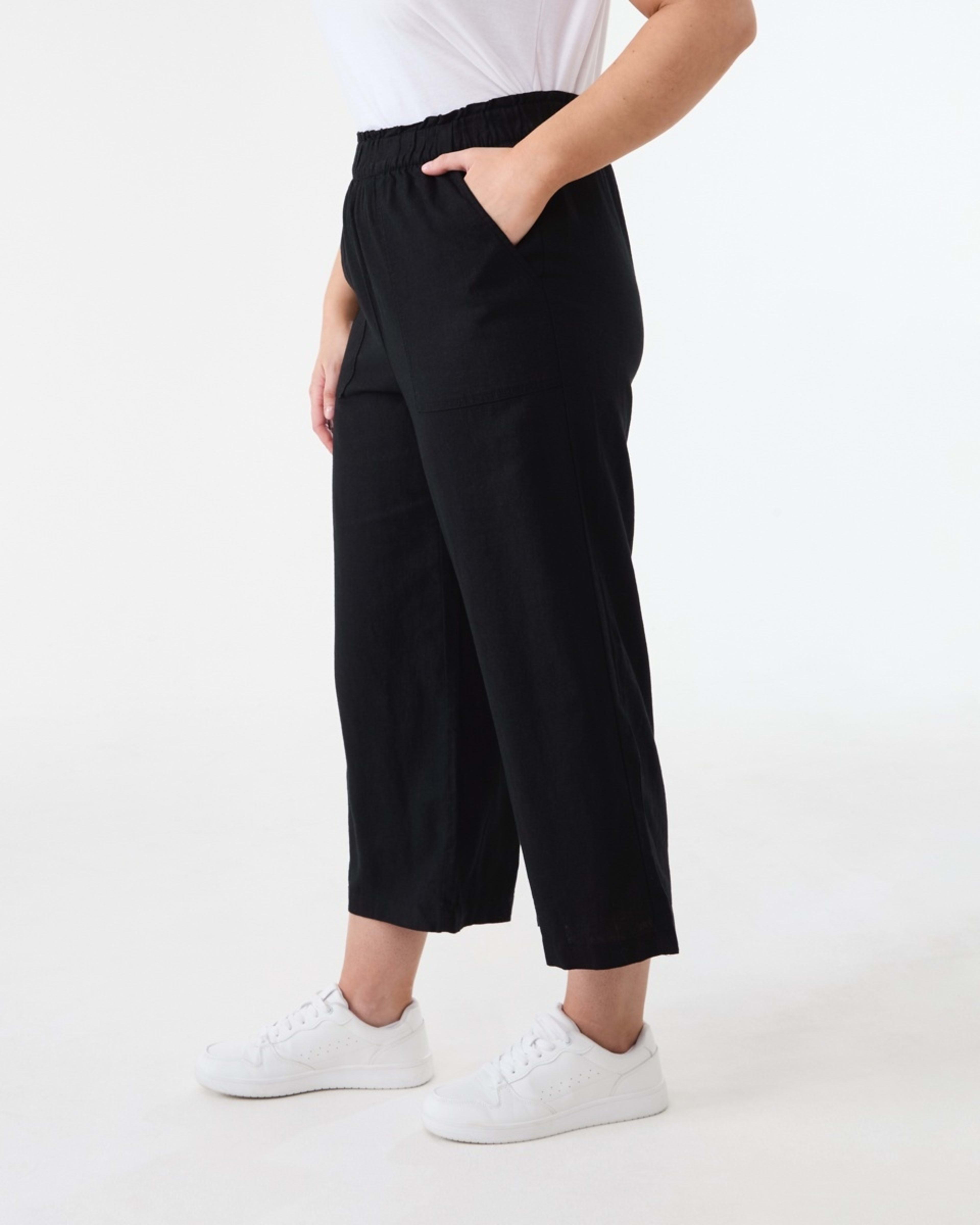 2 Linen Blend Culottes BLACK, 2 of 5