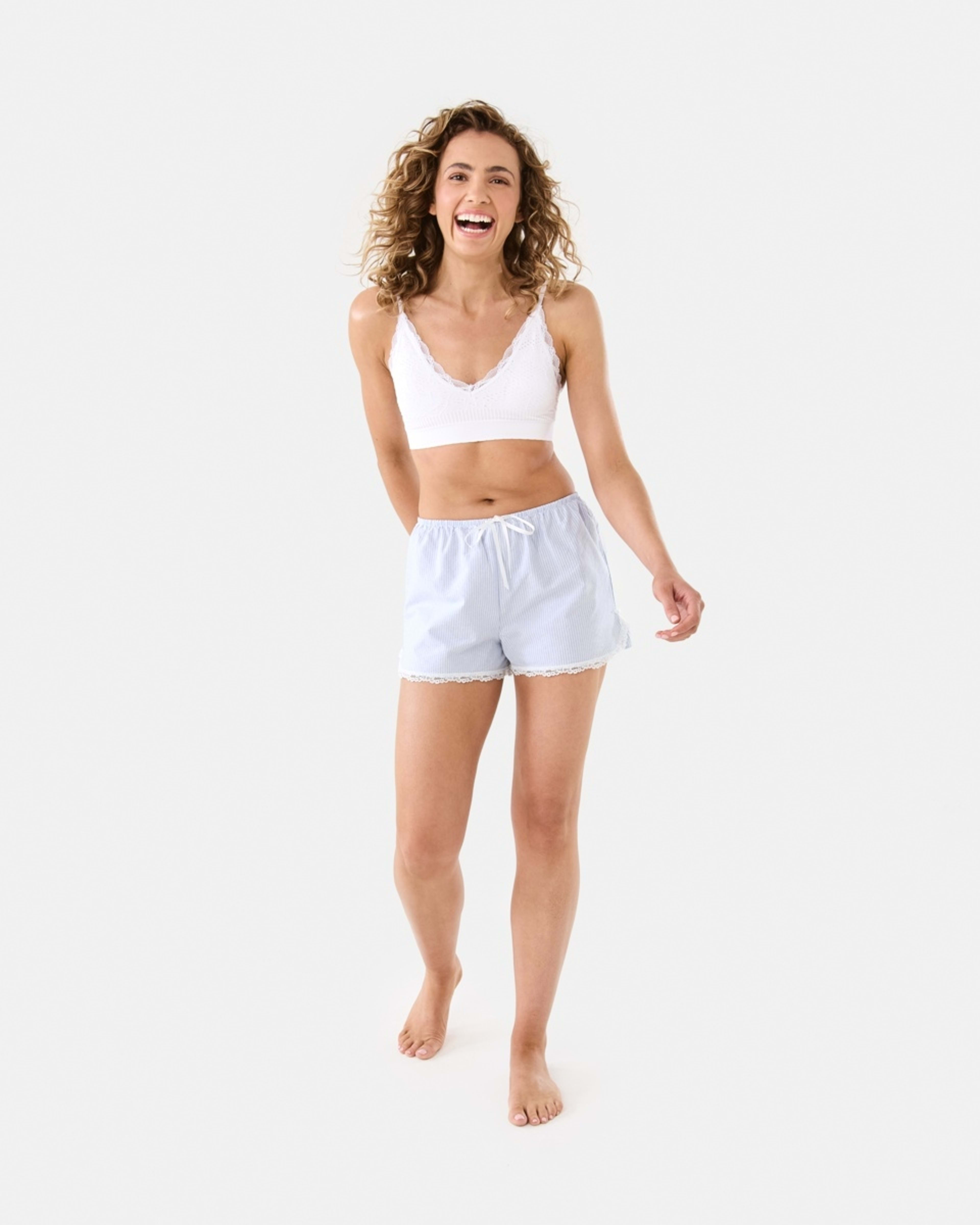 2 Stripe Lace Trim Shorts STRIPE BLUE HALOGEN BLUE, 2 of 8