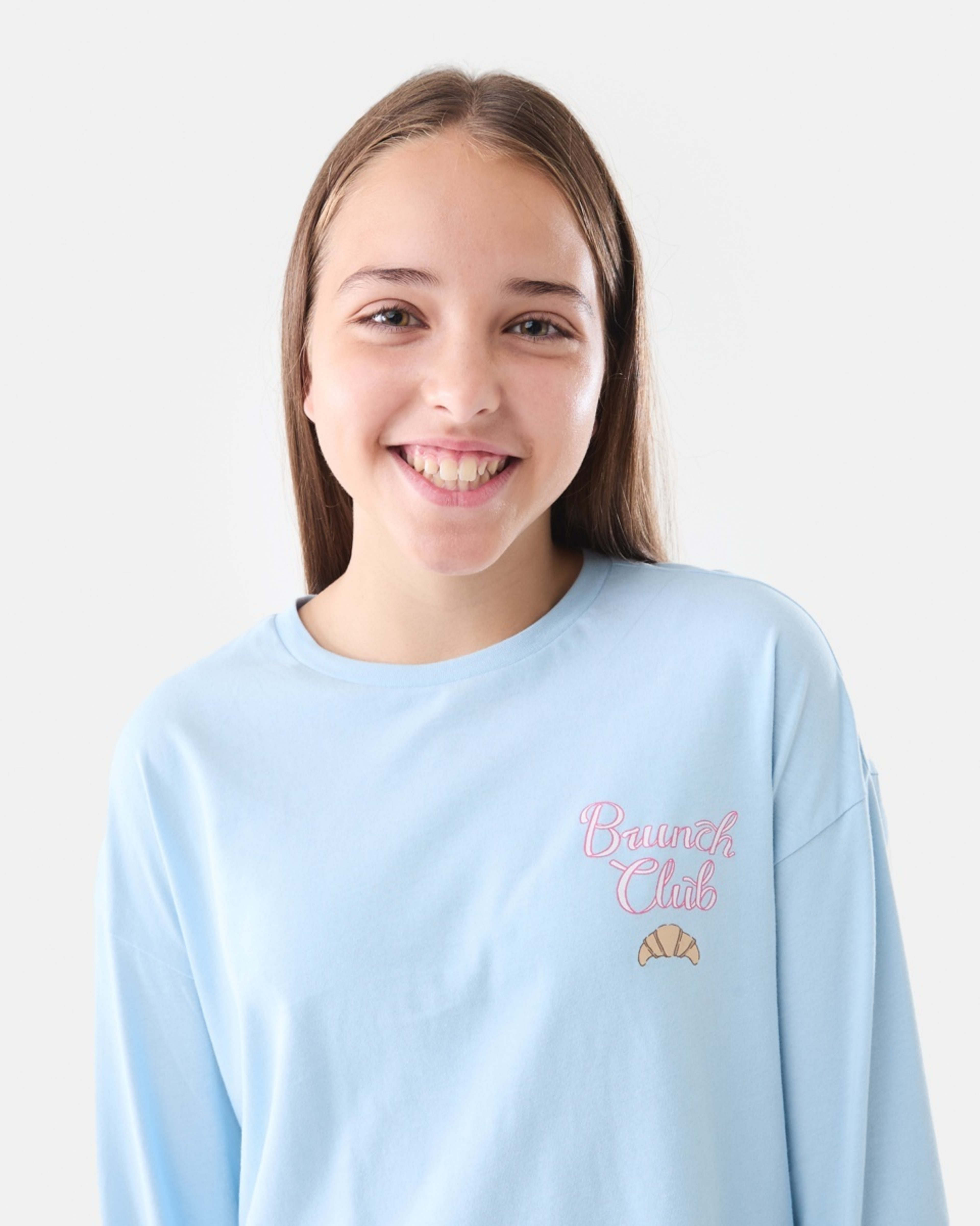 3 Long Sleeve Jersey Pyjama Set Brunch Club Blue, 3 of 6