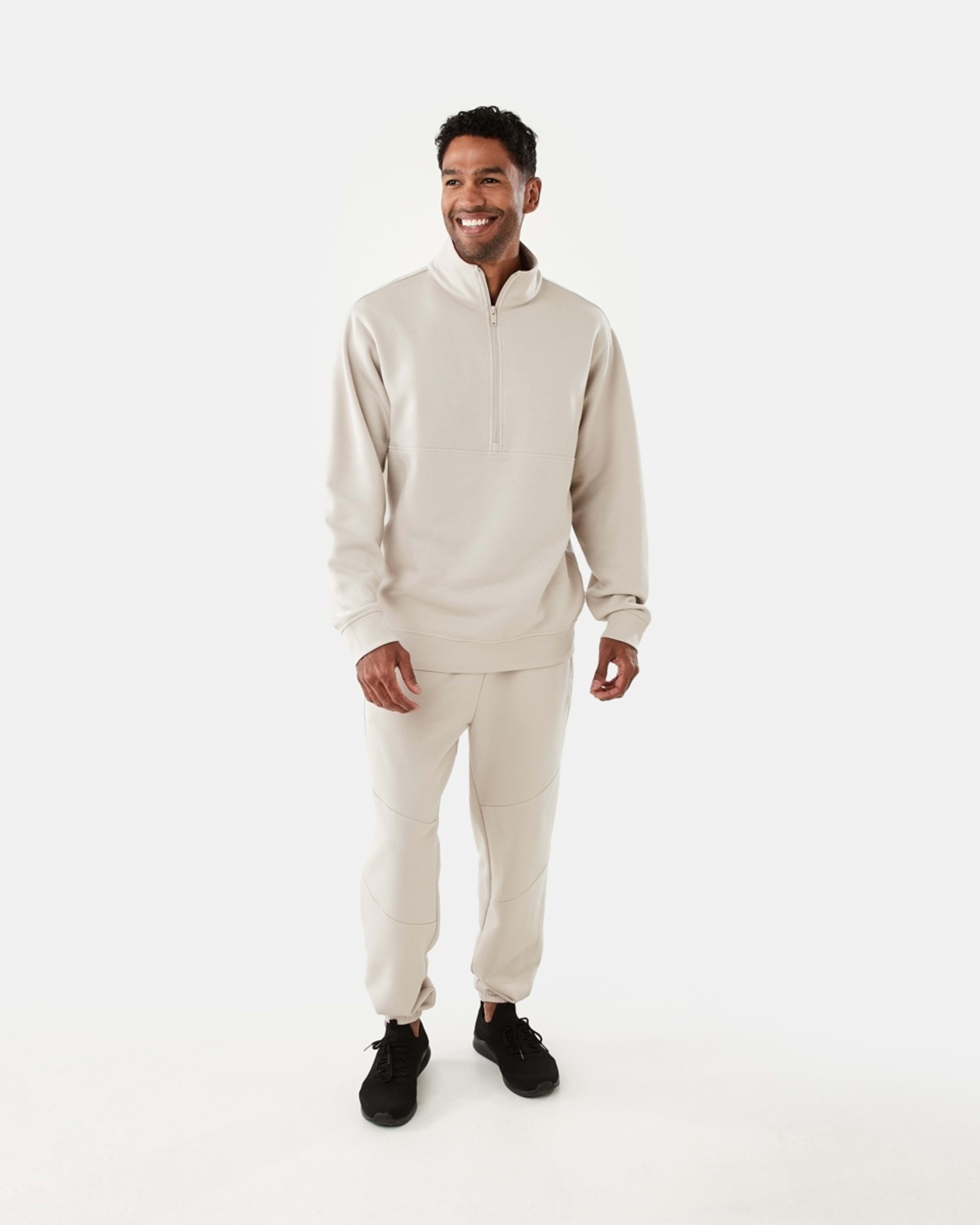 6 Active Mens Half Zip Pullover Sil Beige, 6 of 6