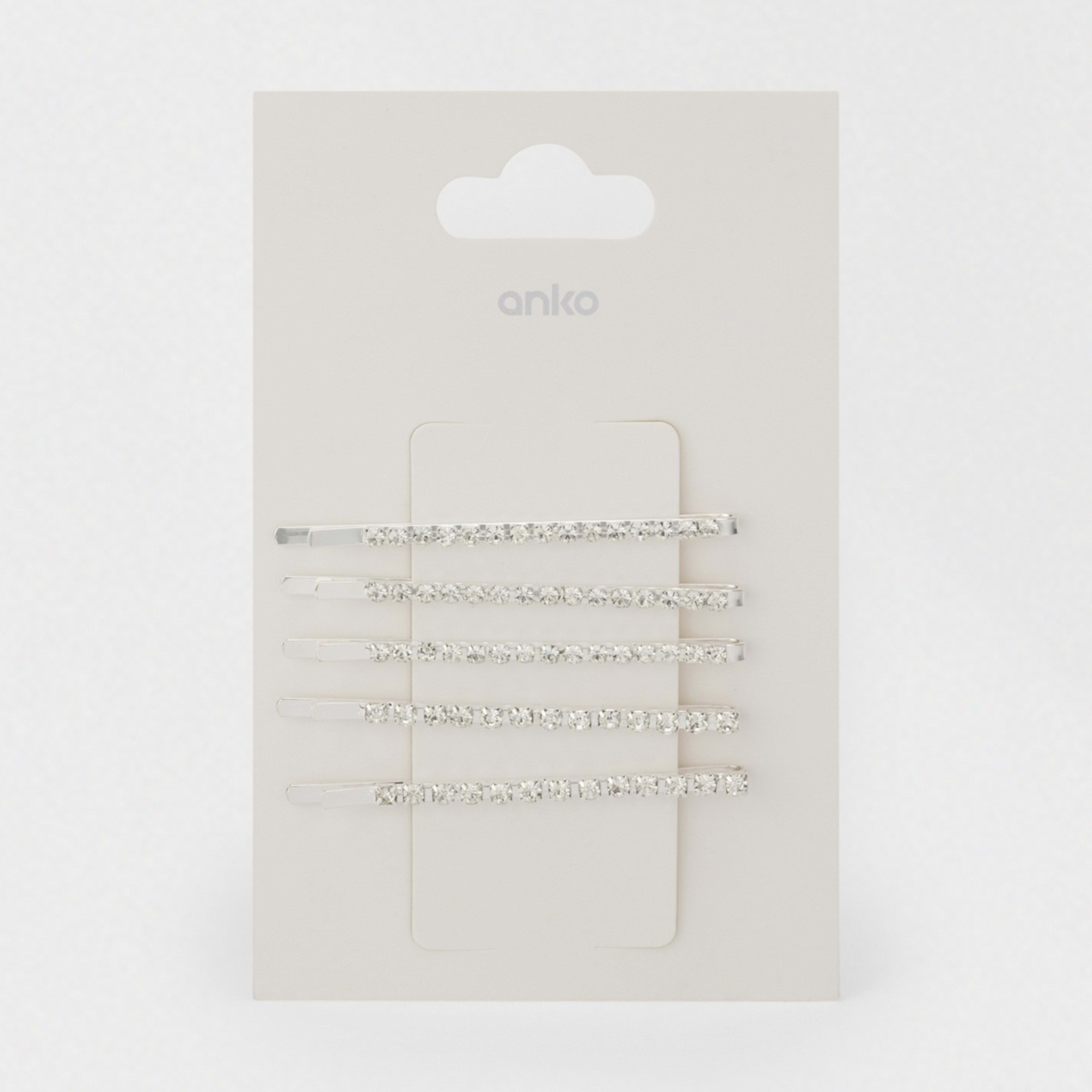 4 5 Pack Silver Tone Diamante Slide Hair Clips, 4 of 4