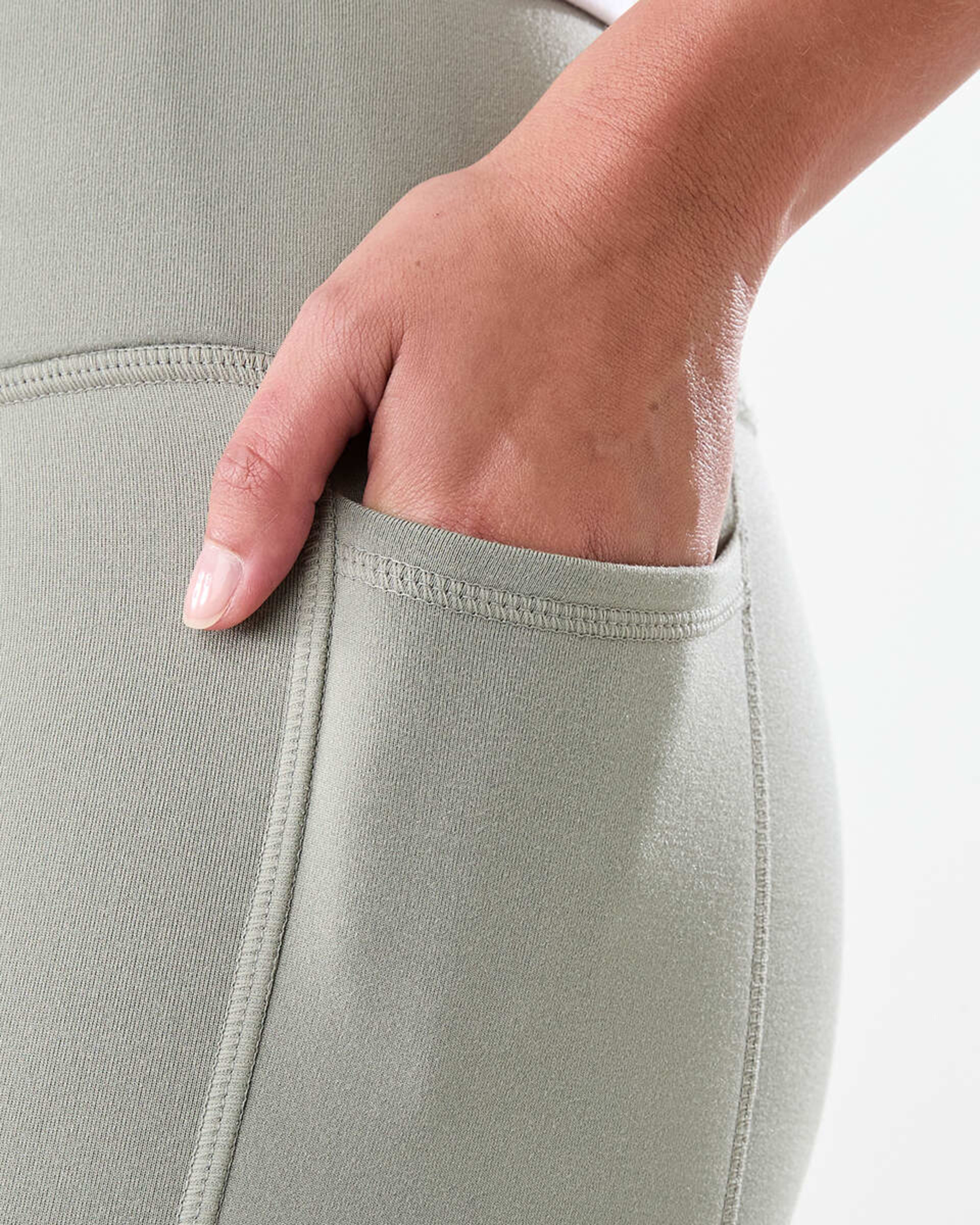 5 Active Womens Full Length Fleece Leggings SOFT KHAKI, 5 of 5