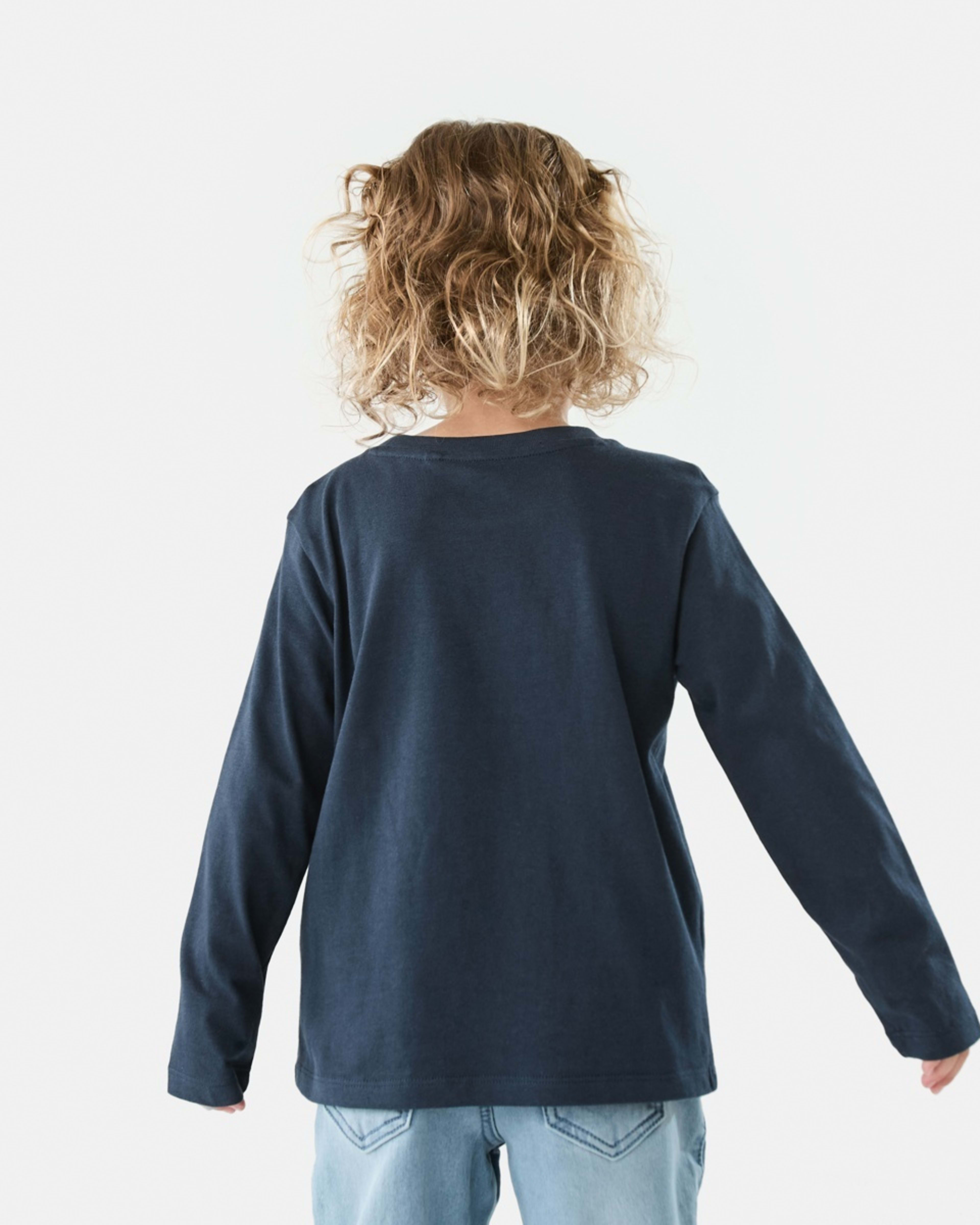2 Long Sleeve Plain T-shirt Dress Blue, 2 of 8