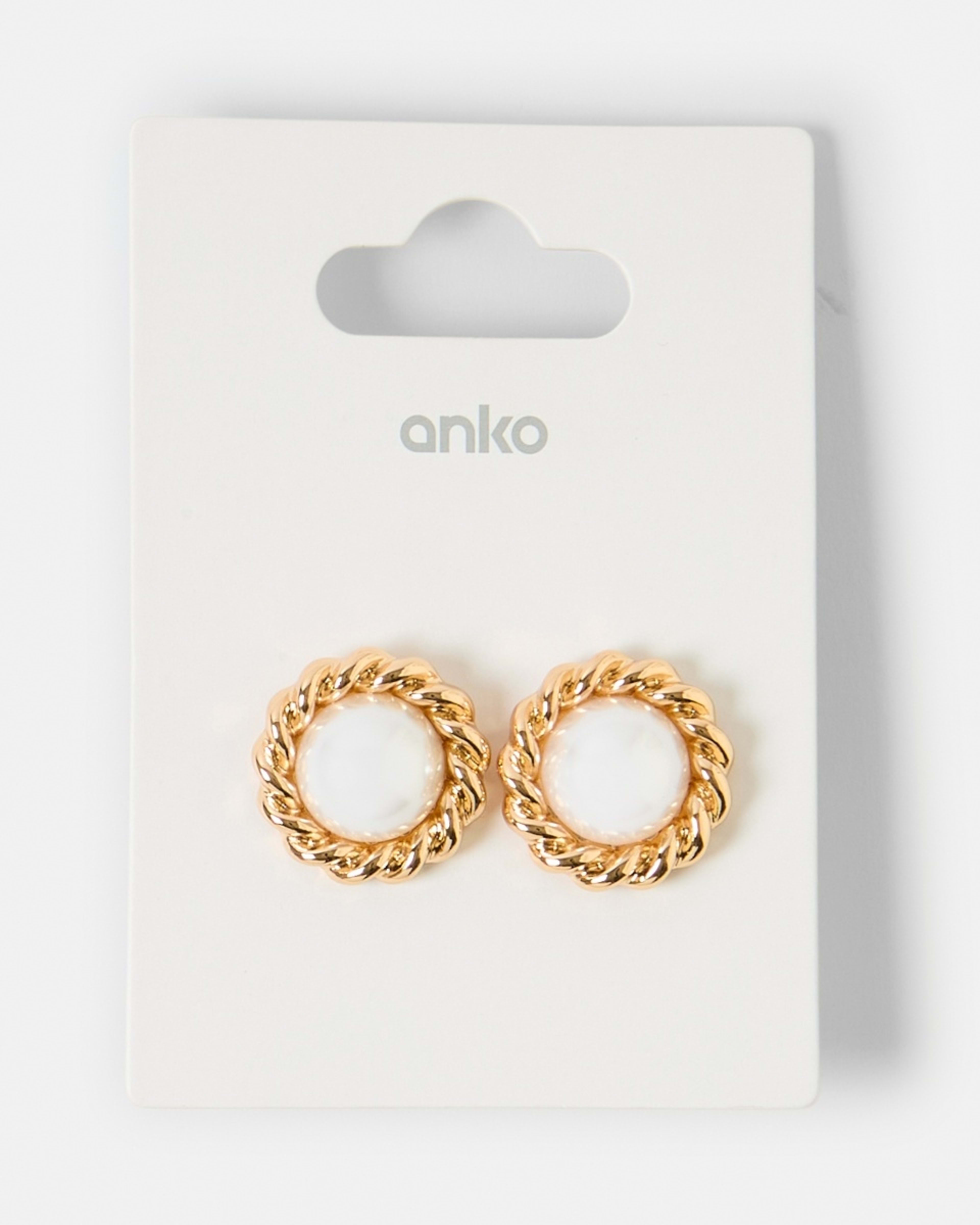 4 Faux Pearl Twist Stud Earrings - Gold Tone Gold, 4 of 4
