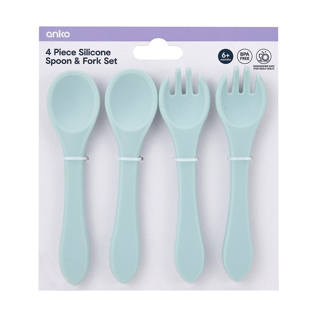 4 Piece Silicone Spoon & Fork Set Teal Kmart NZ