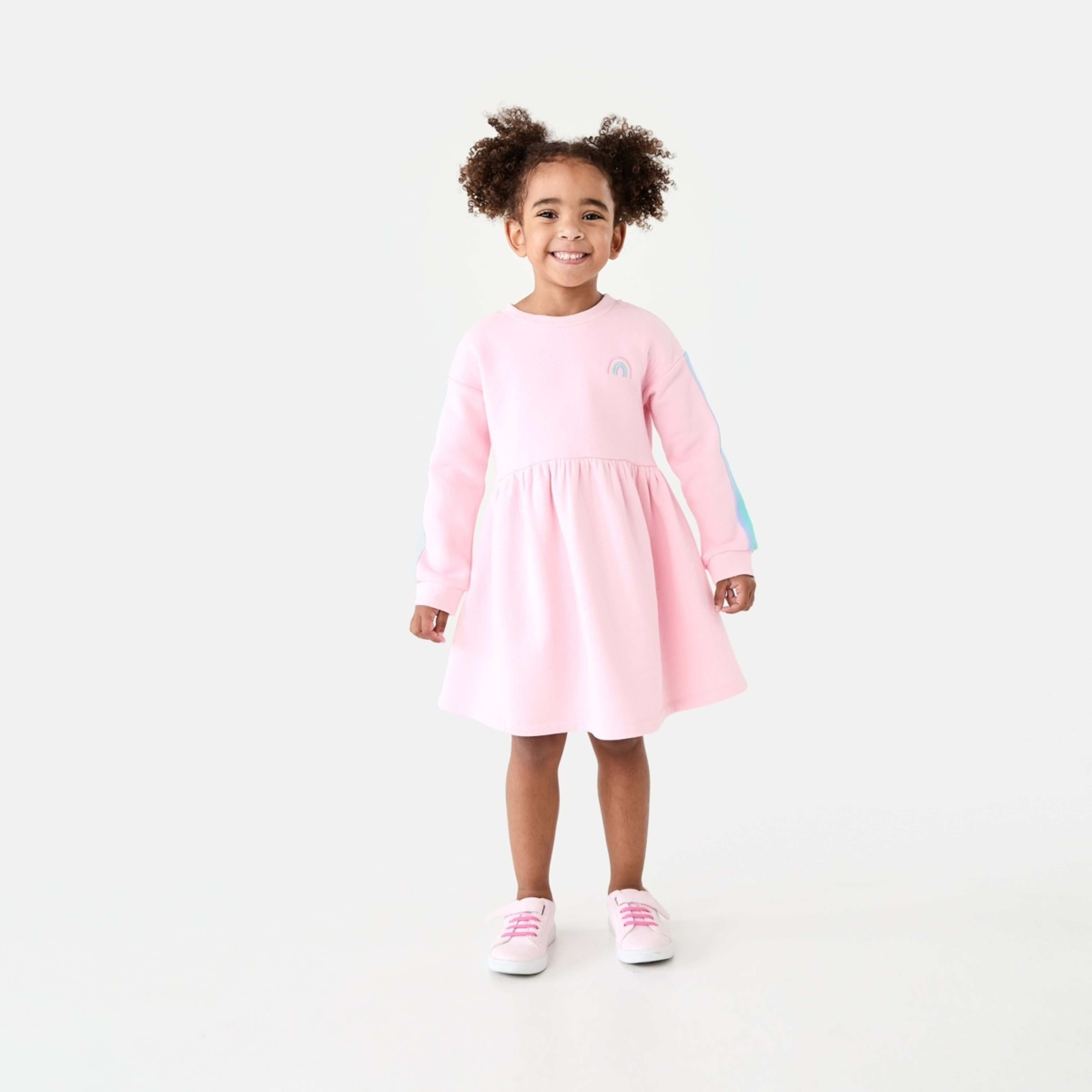 7 Taped Fleece Dress Pastel Rainbow Pearl Pink, 7 of 10