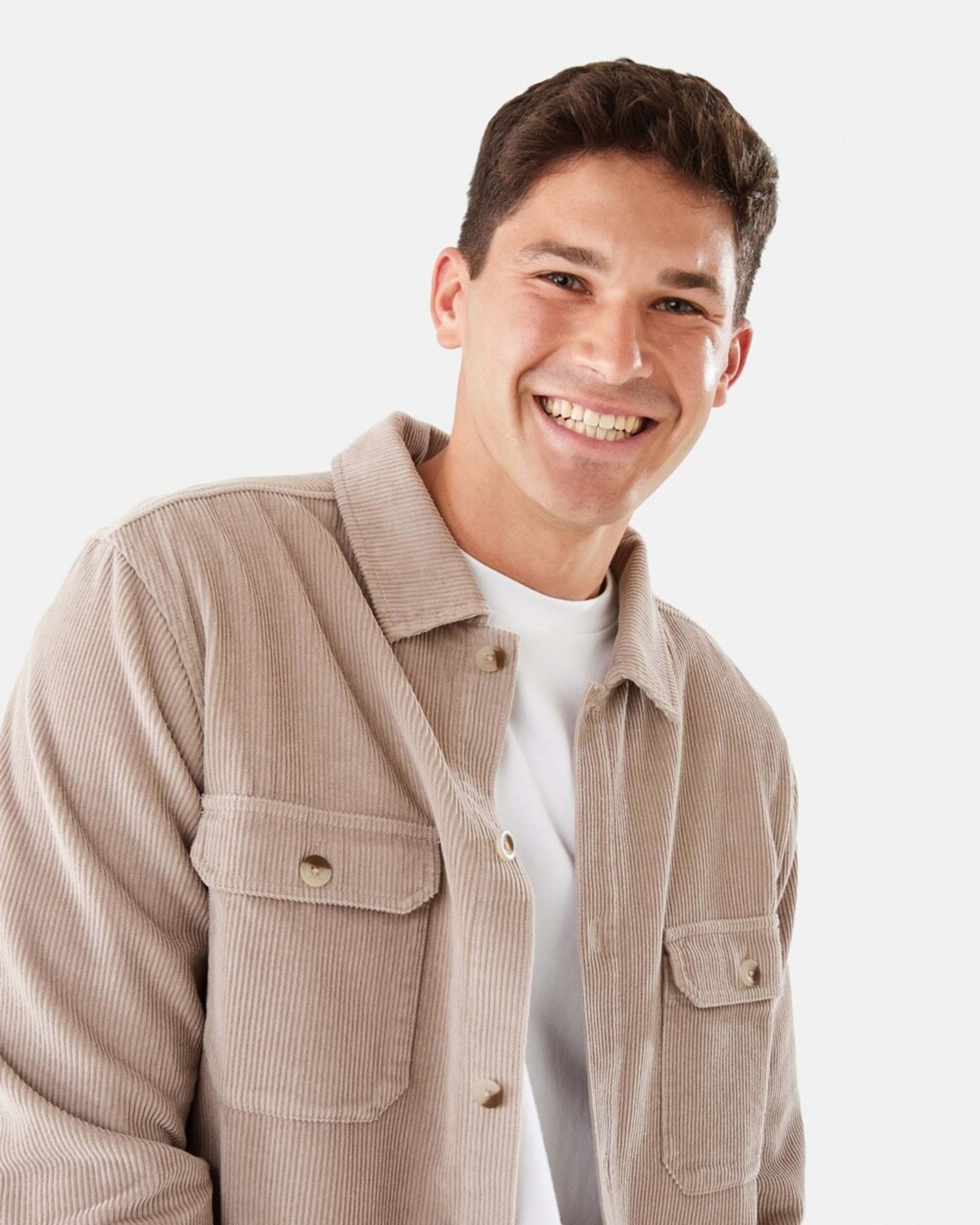 5 Long Sleeve Corduroy Overshirt String Beige, 5 of 8