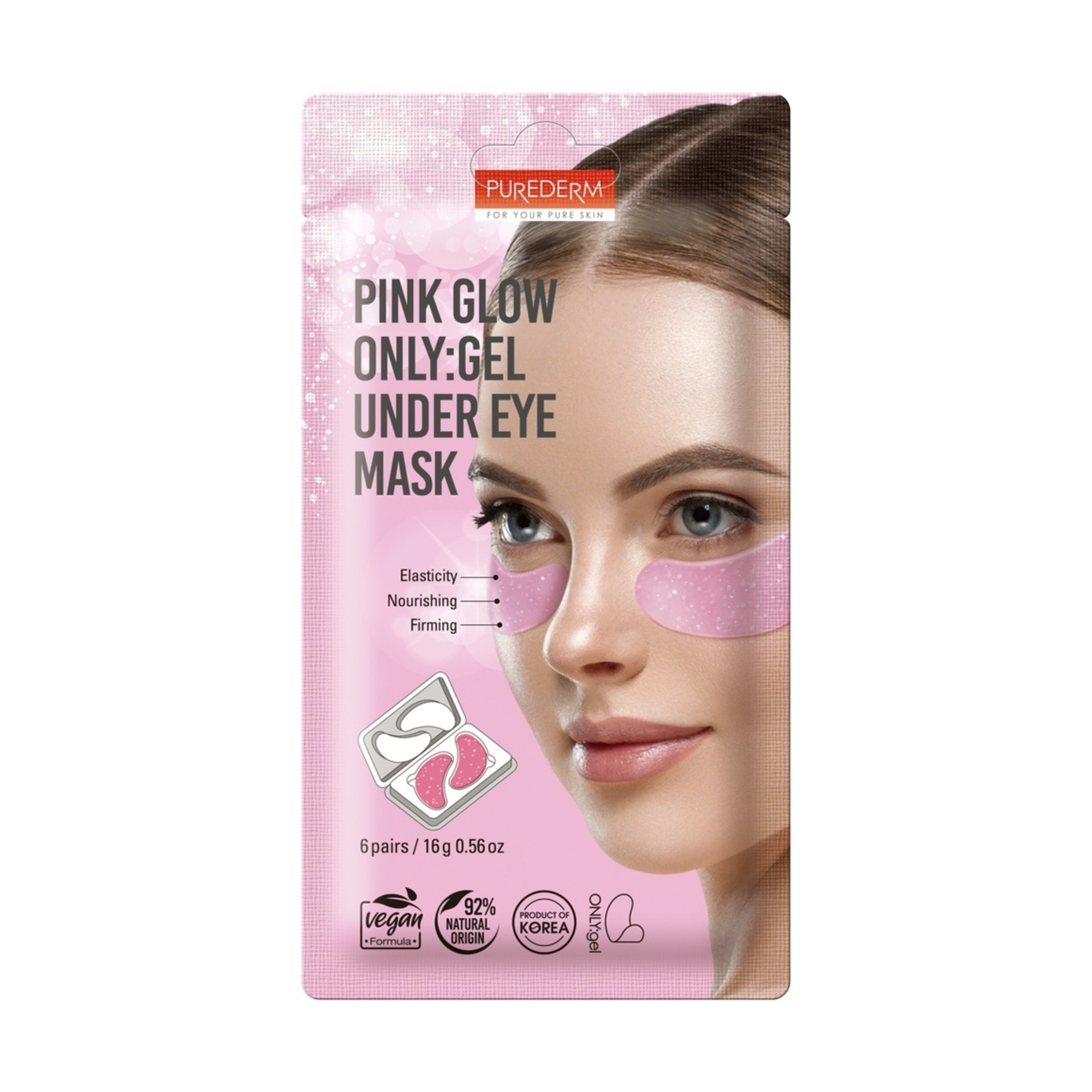 1 Purederm Pink Glow Only:Gel Under Eye Mask 16g - Pomegranate Extract, Peptide and Vegan Collagen