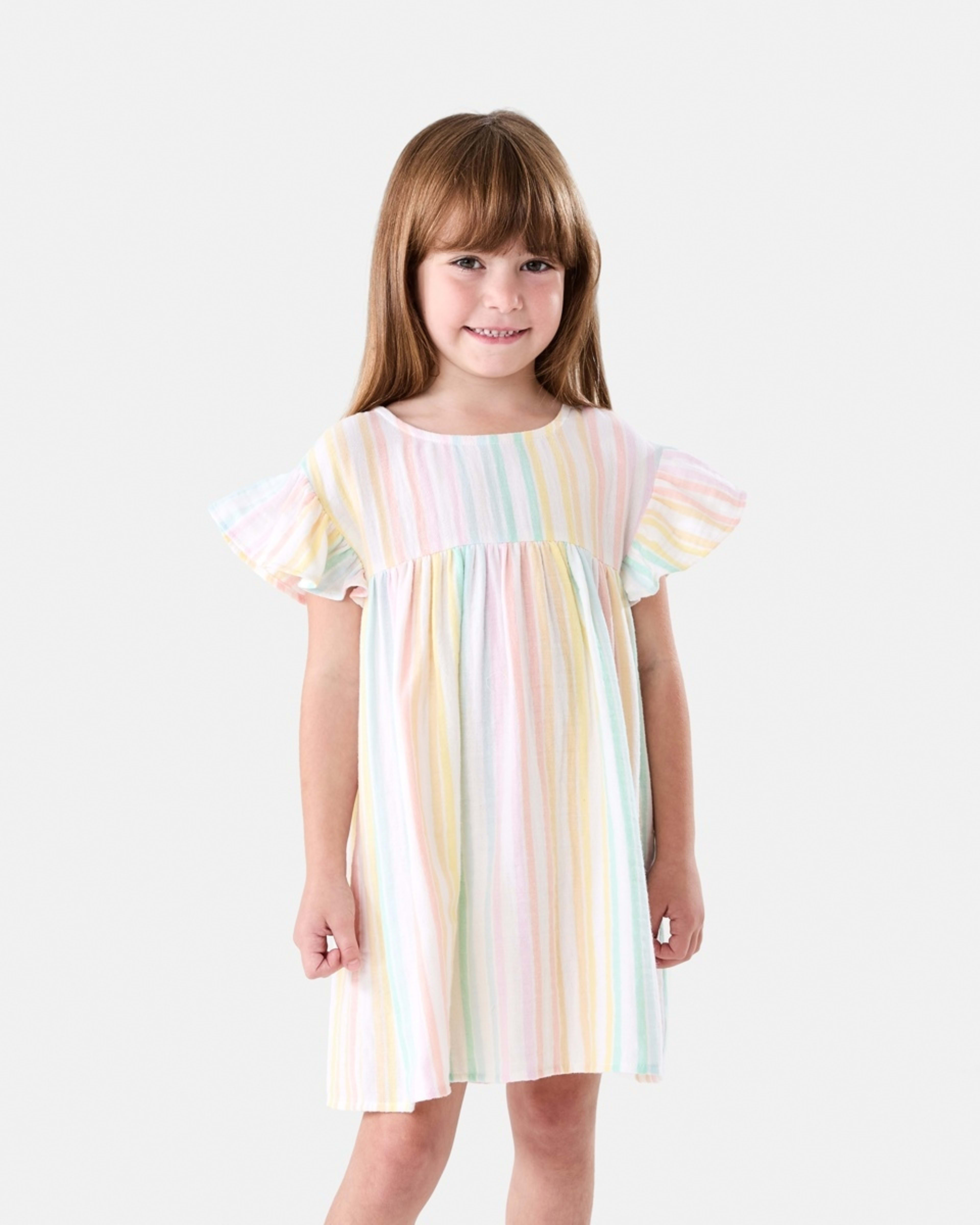 1 Woven Dress MULTI RAINBOW STRIPES WHITE, 1 of 7