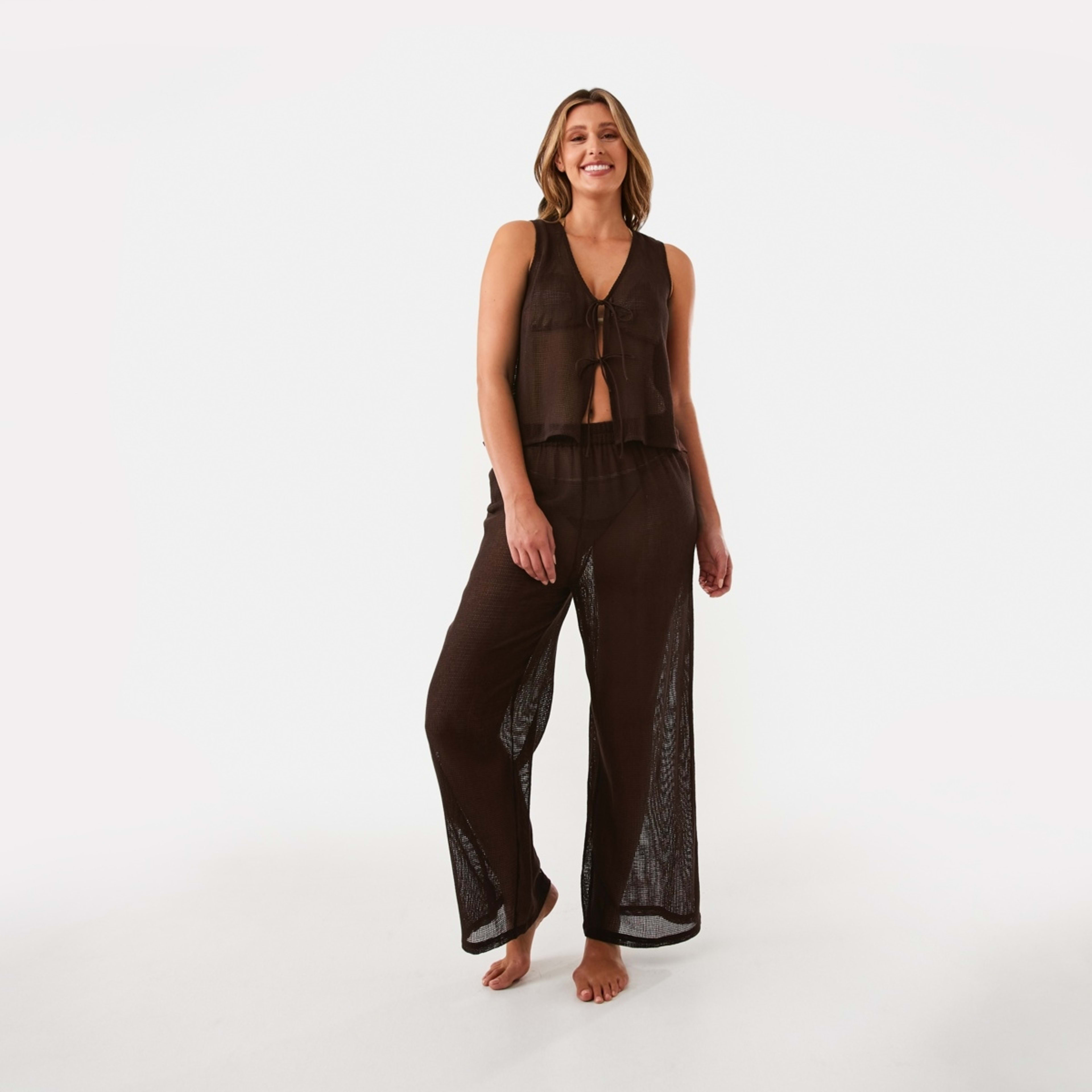 6 Open Mesh Wide Leg Pants Plum Brown, 6 of 6