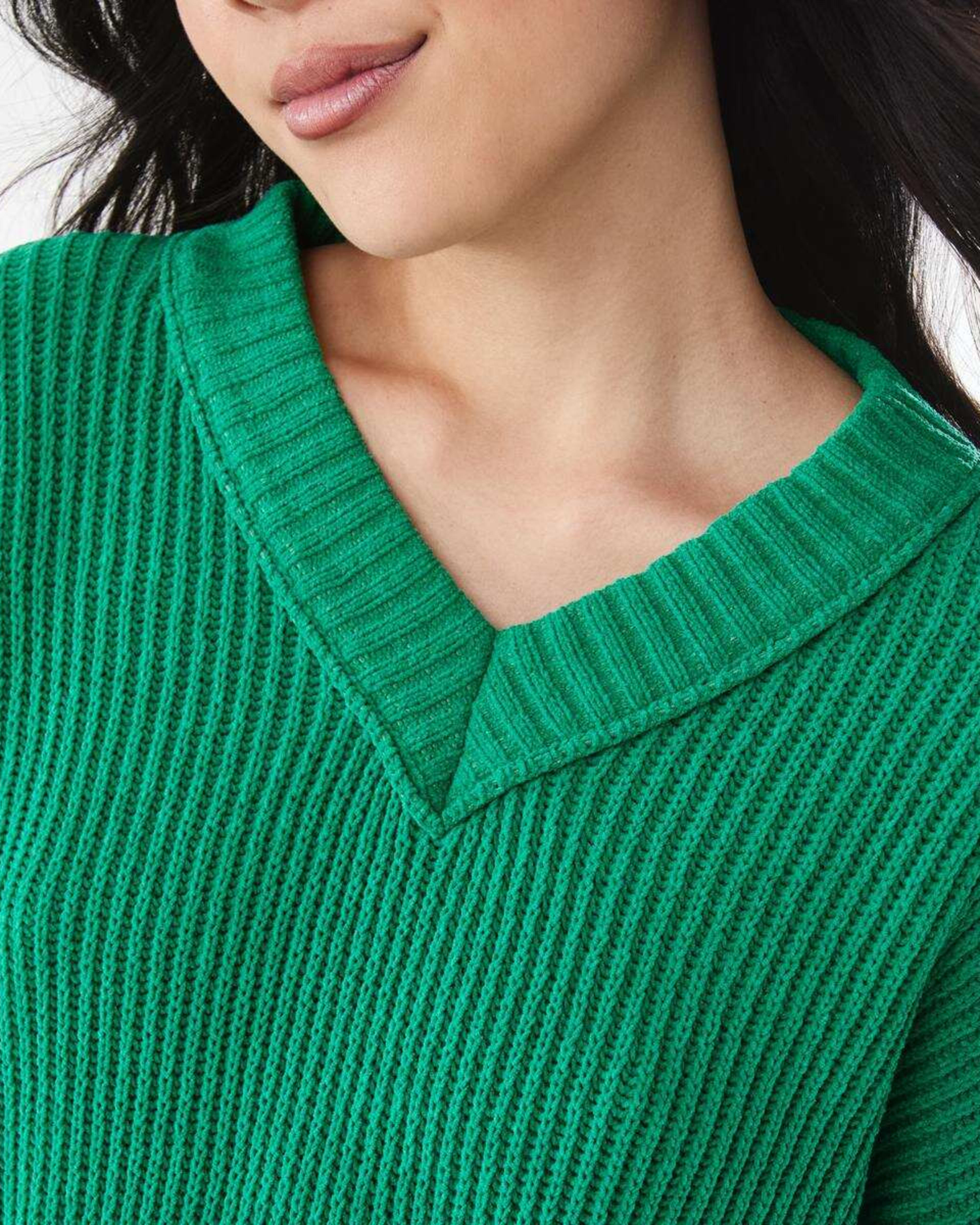 6 Chenille V-Neck Jumper SIMPLY GREEN, 6 of 9