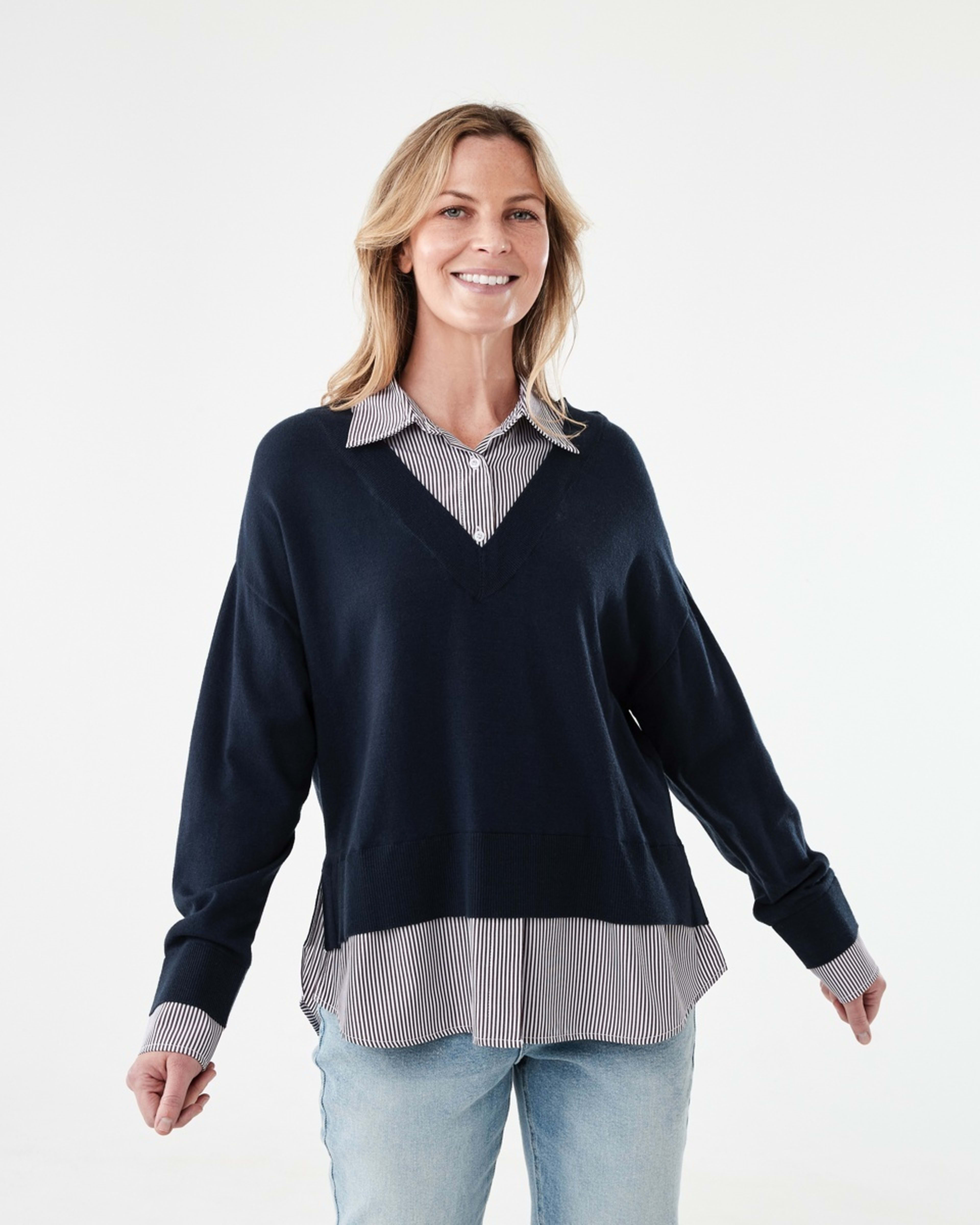 1 Twofer Jumper Navy M Stp