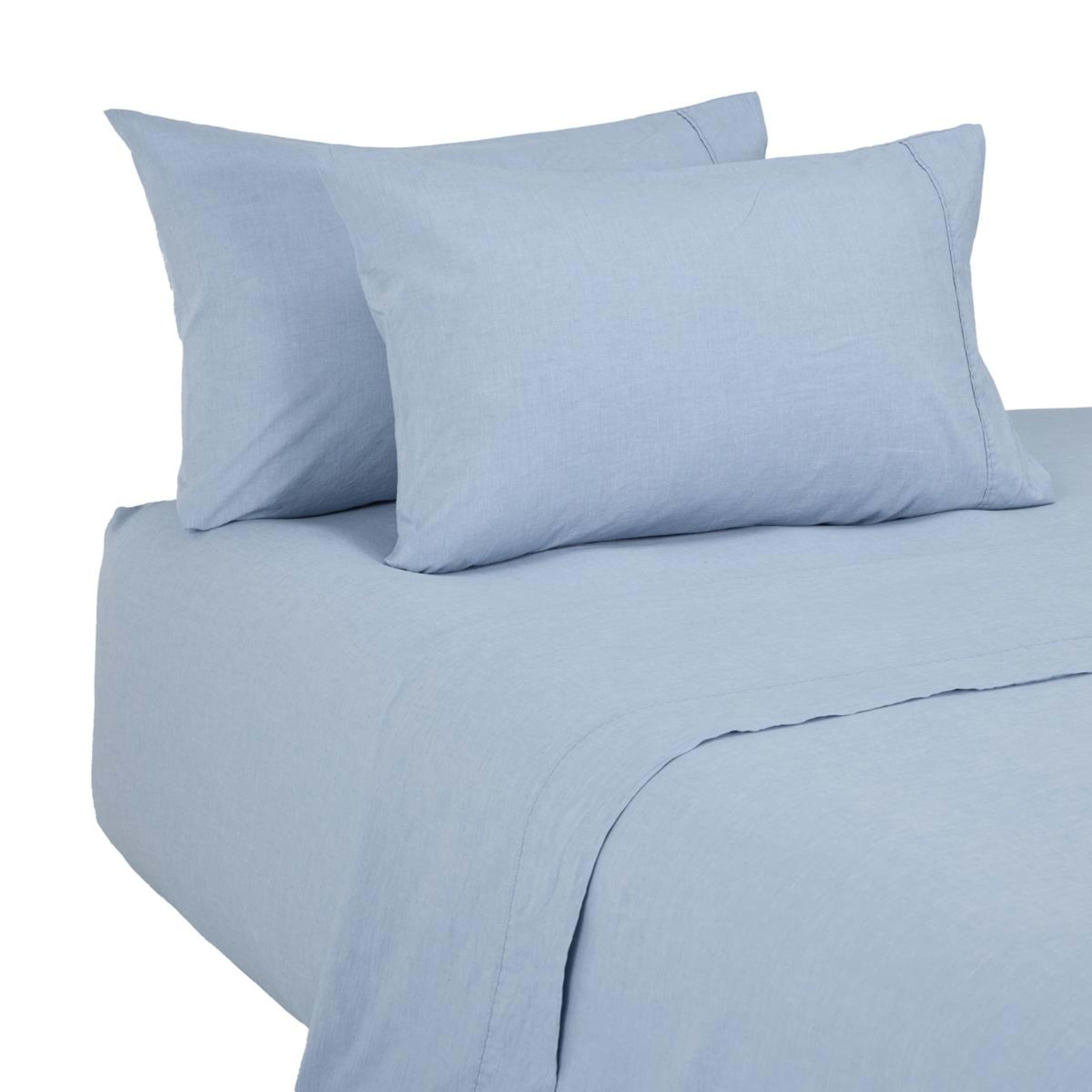 5 Stonewashed Chambray Cotton Sheet Set - Queen Bed, Denim, 5 of 7