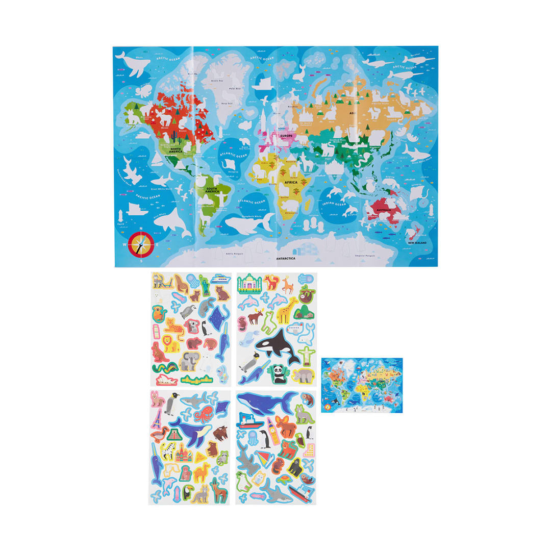 Learn About the World Map Giant Educational Poster and Stickers Kmart