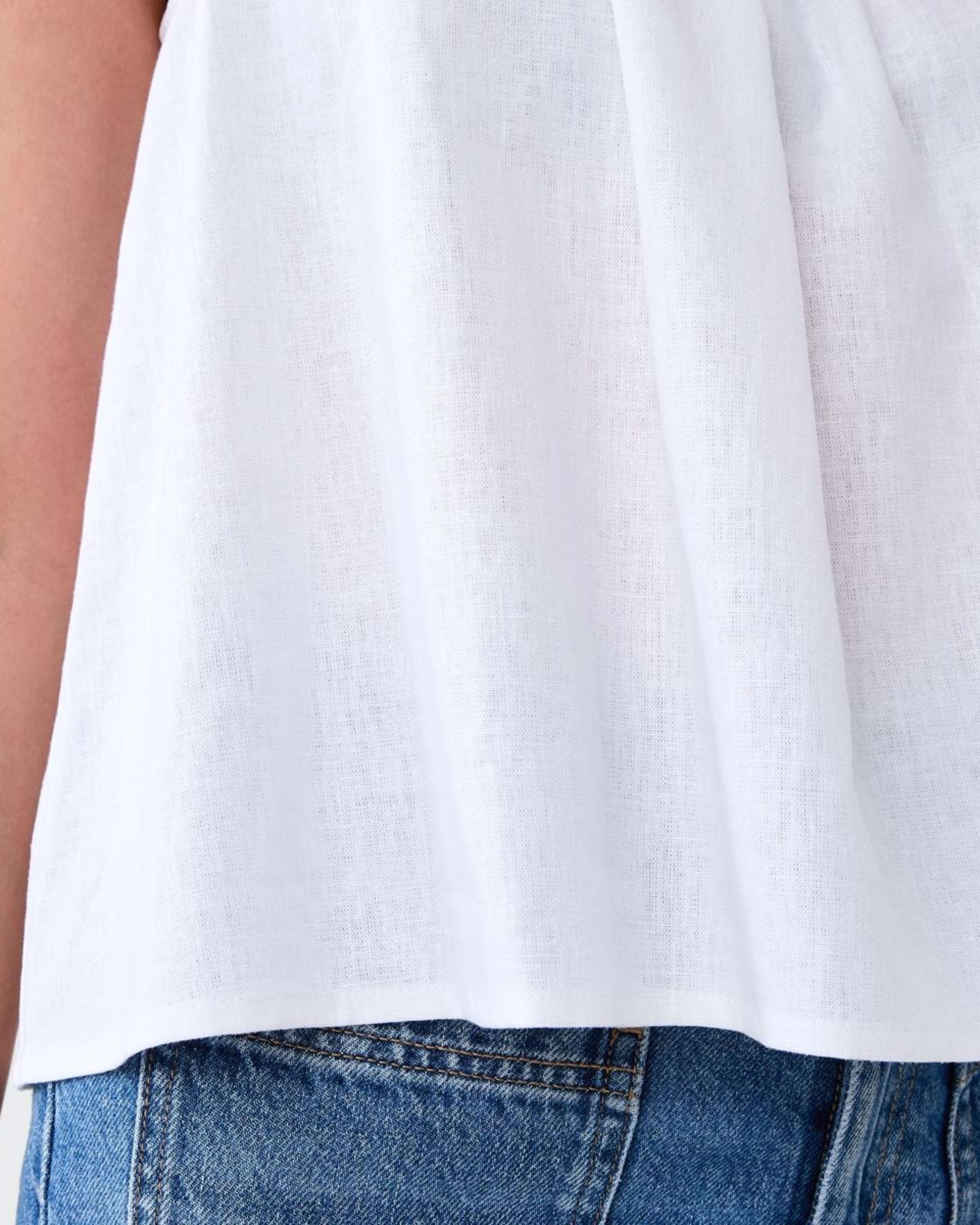 6 Sleeveless Square Neck Linen Blend Top White, 6 of 6