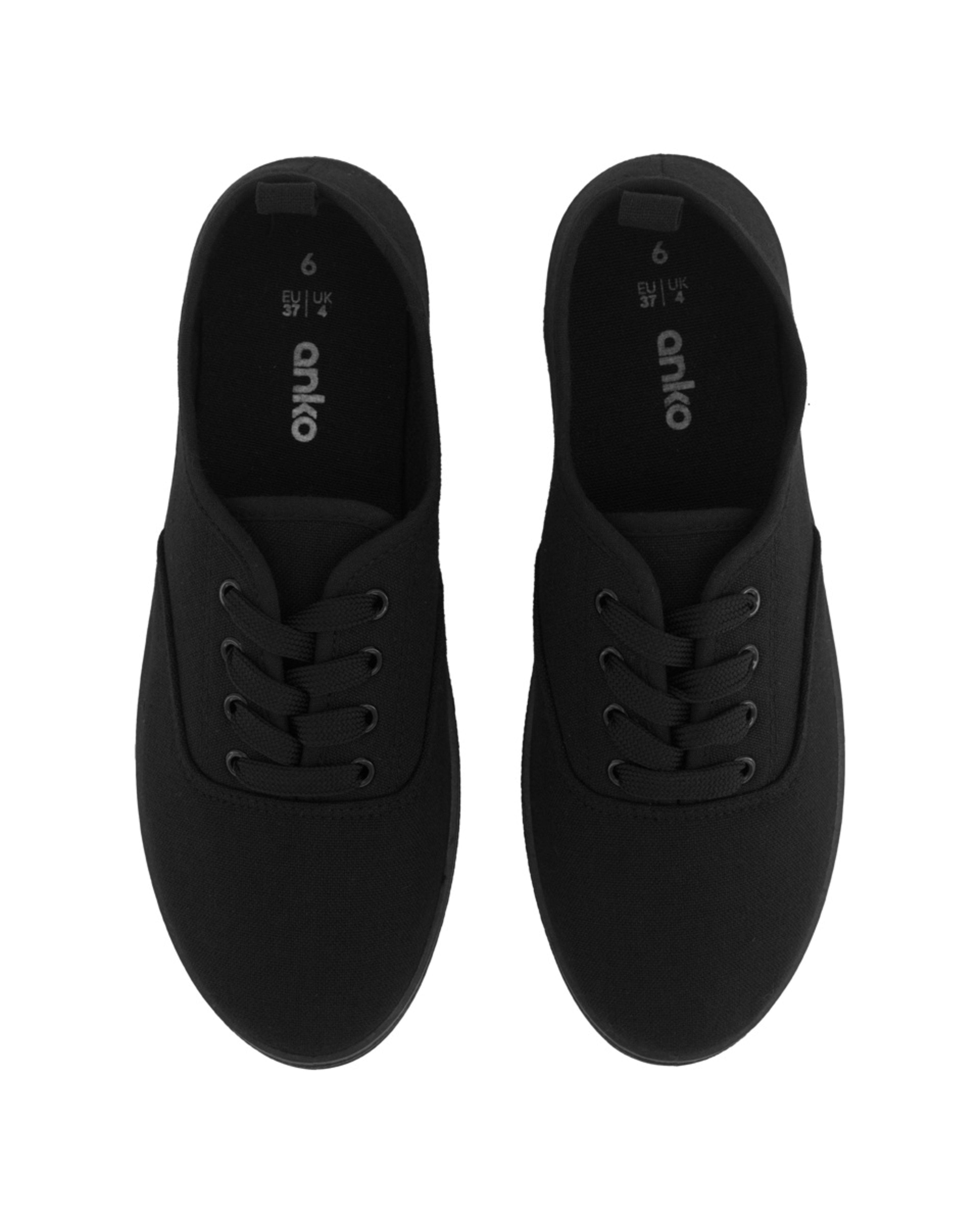 3 Basic Lace Up Canvas Shoes BLACK, 3 of 5