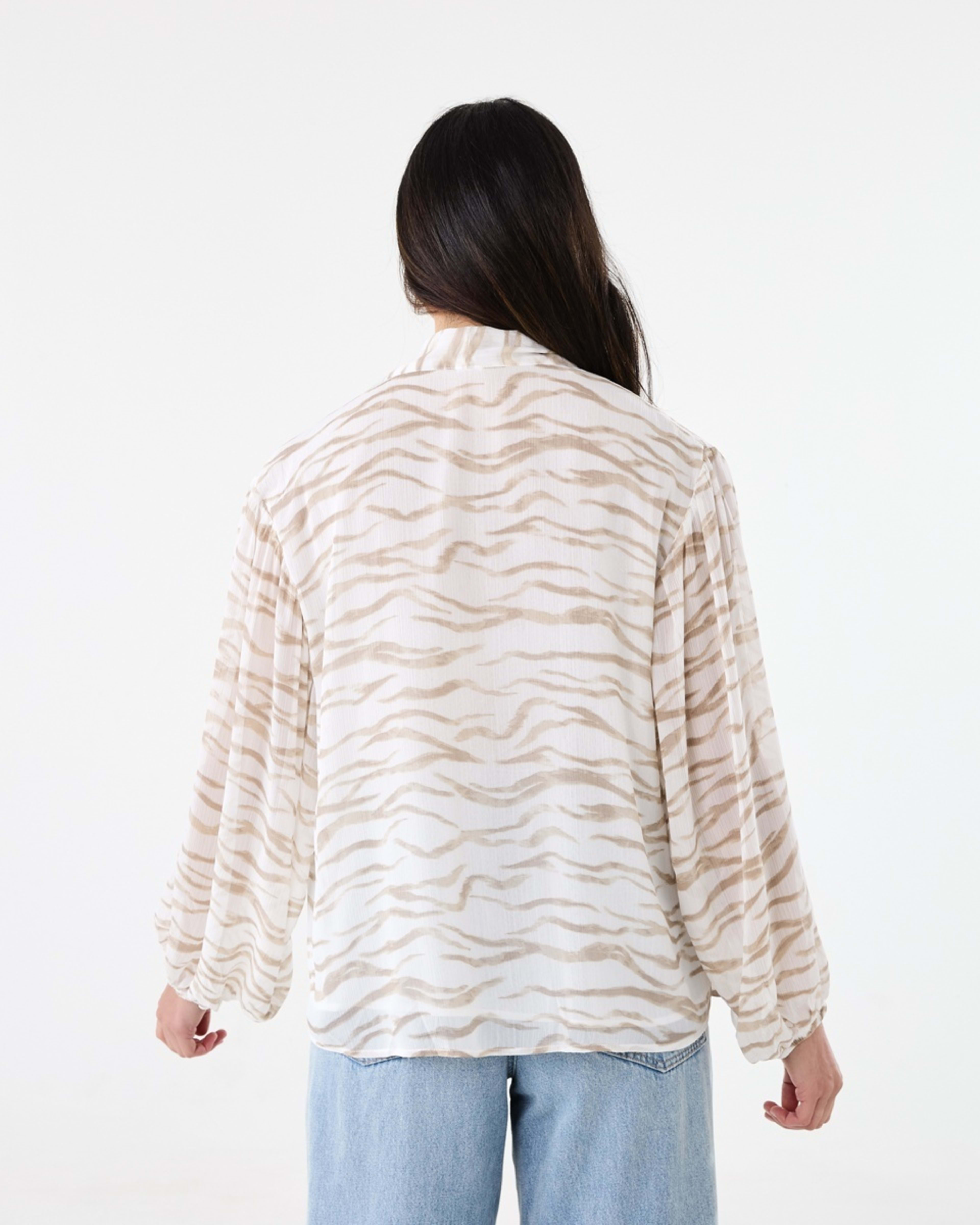 3 Long Sleeve Neck Tie Blouse Sft Zebra, 3 of 6