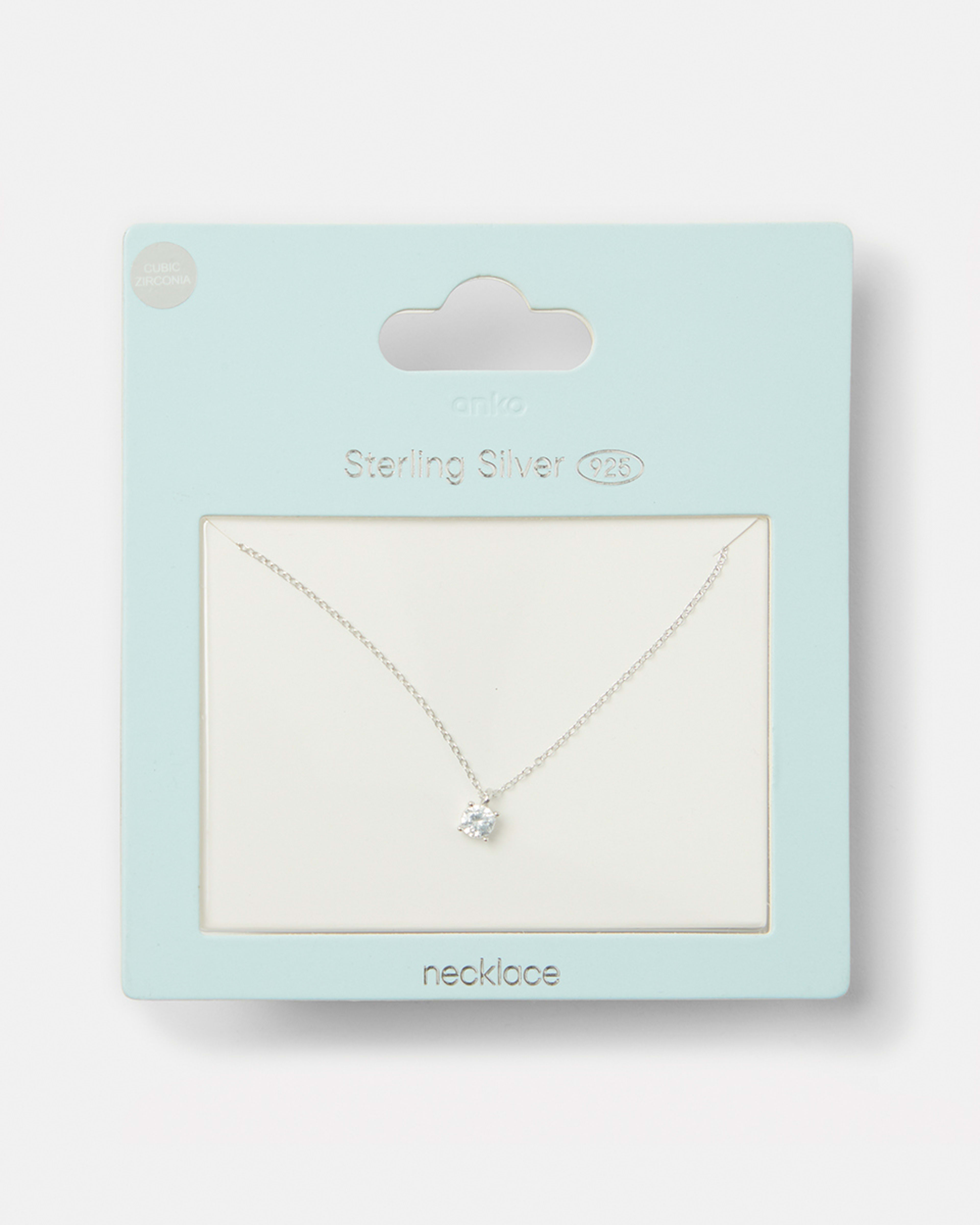 4 Cubic Zirconia Pendant Necklace - Silver Tone Silver, 4 of 4